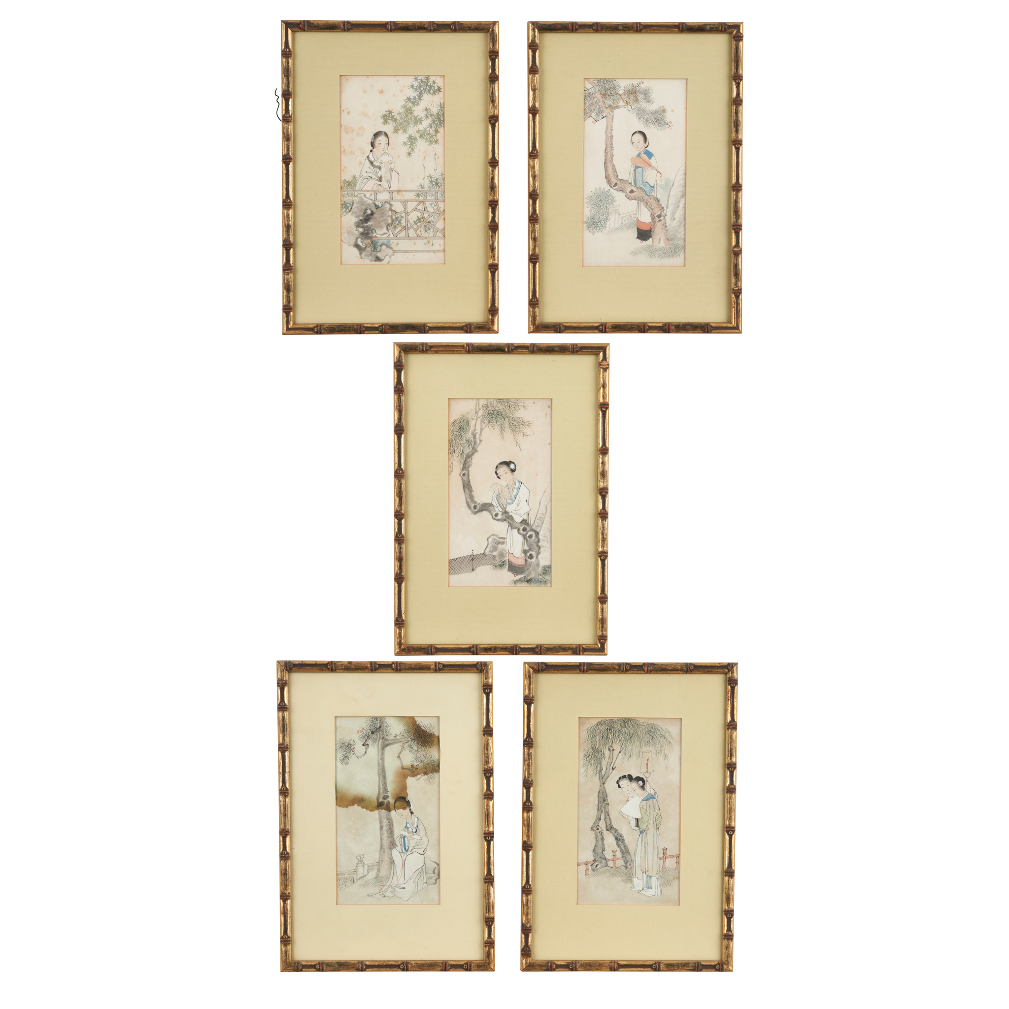 GROUP OF FIVE 'LADY' INK PAINTINGS