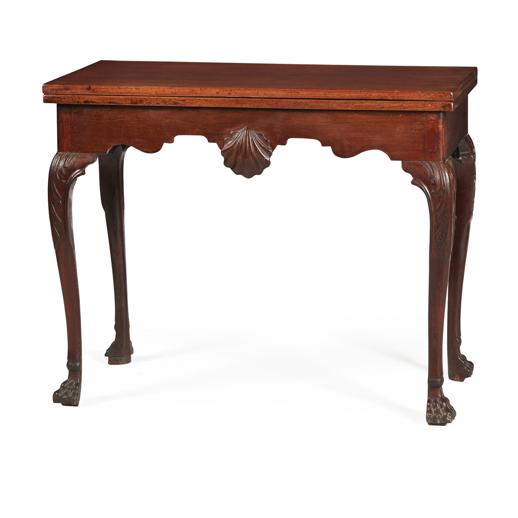 IRISH GEORGE III MAHOGANY FOLD-OVER TEA TABLE