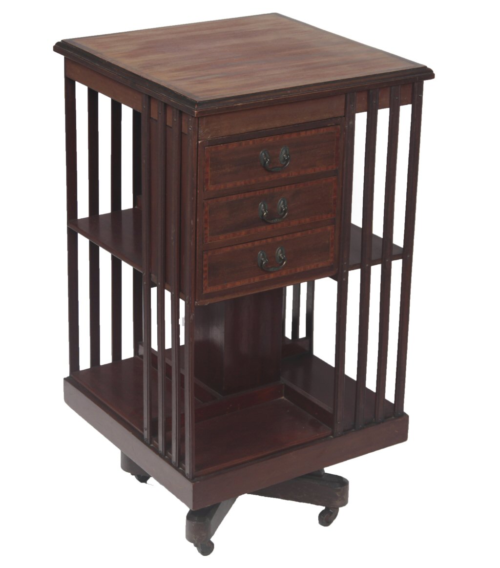 A late Victorian mahogany revolving bookcase