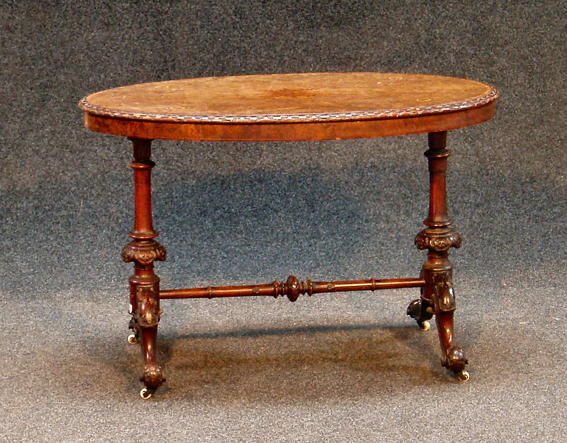 A Victorian burr walnut centre table,