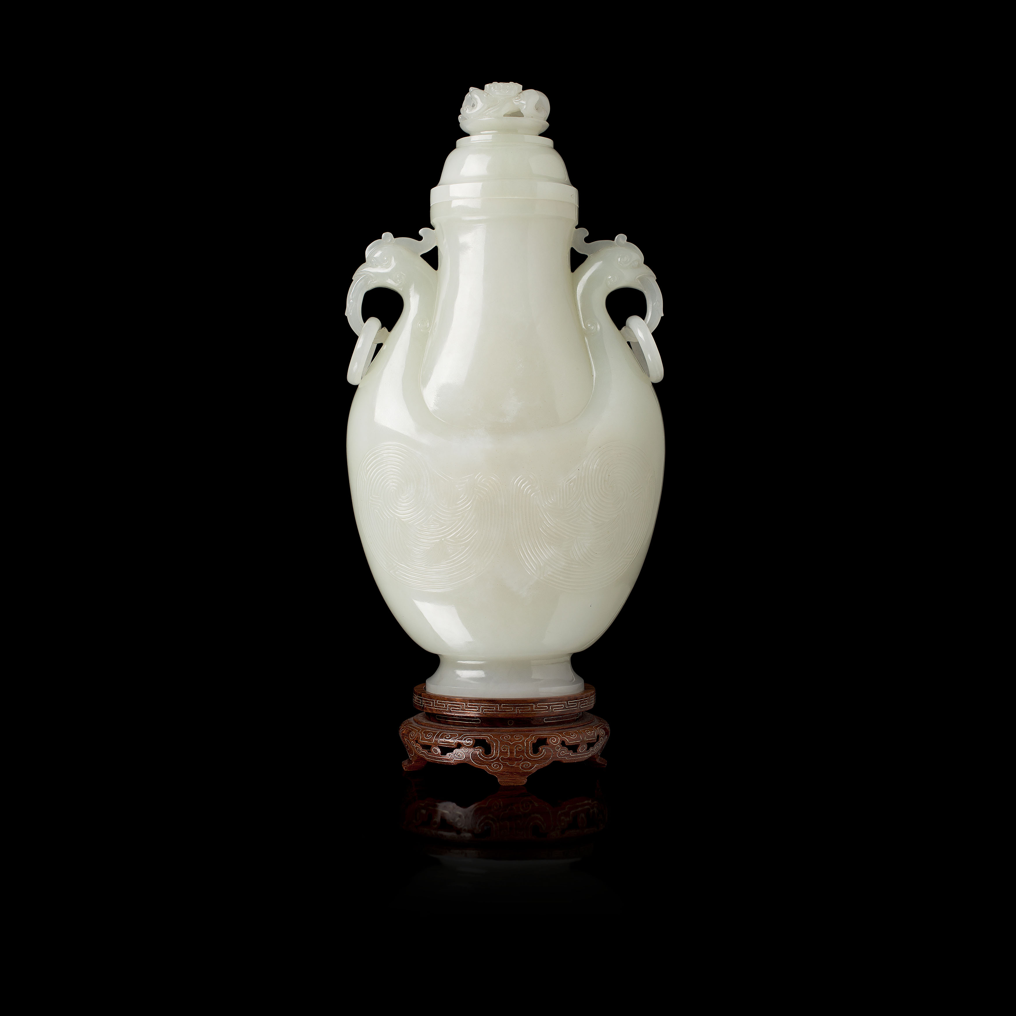 CHINESE WHITE JADE VASE AND COVER