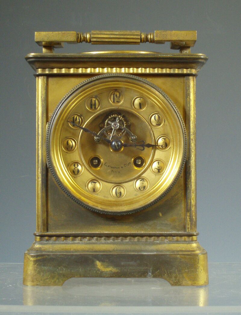 A French carriage clock and barometer retailed by Elkington & Co. Paris, circa 1900