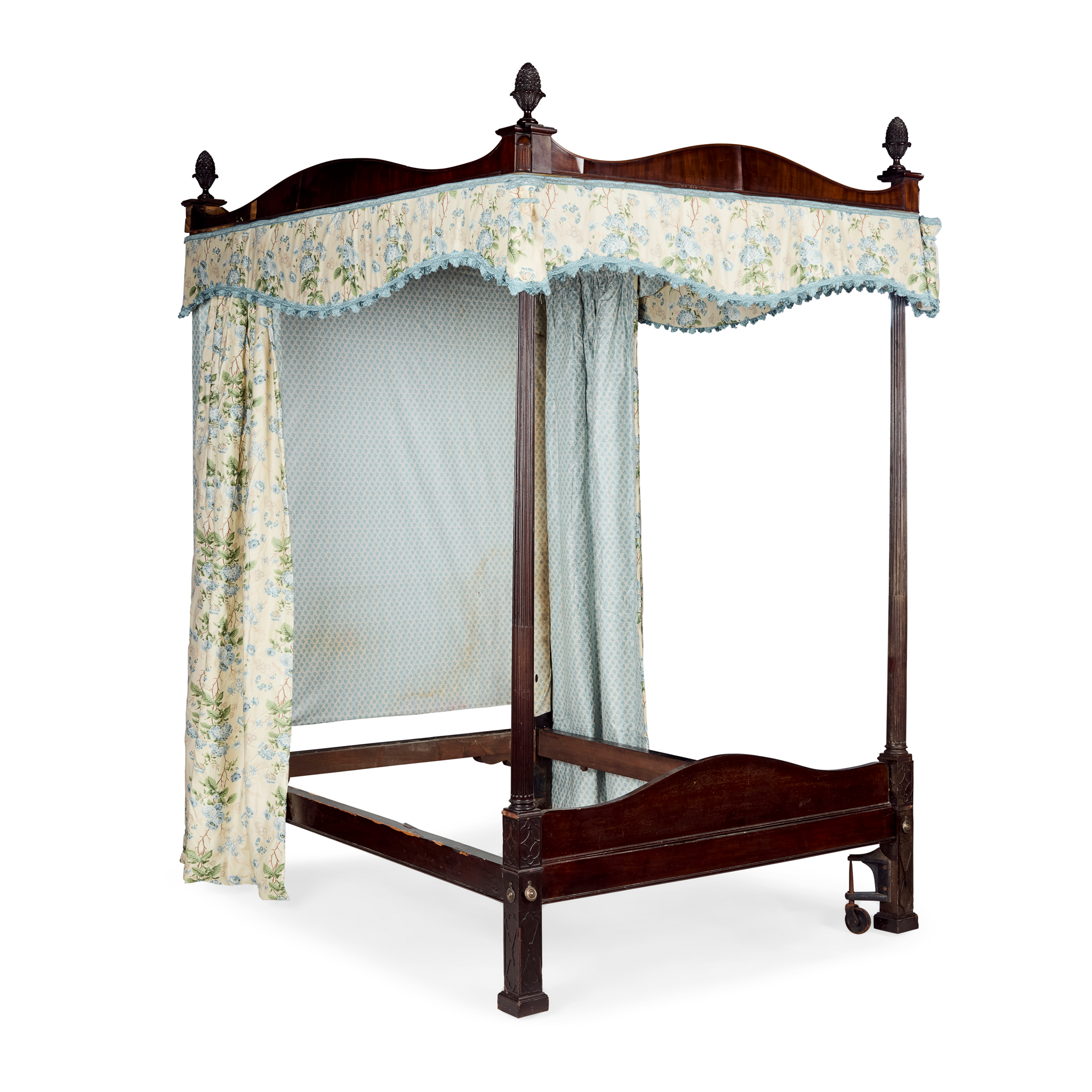 GEORGE III STYLE MAHOGANY FOUR POST BED AND HANGINGS