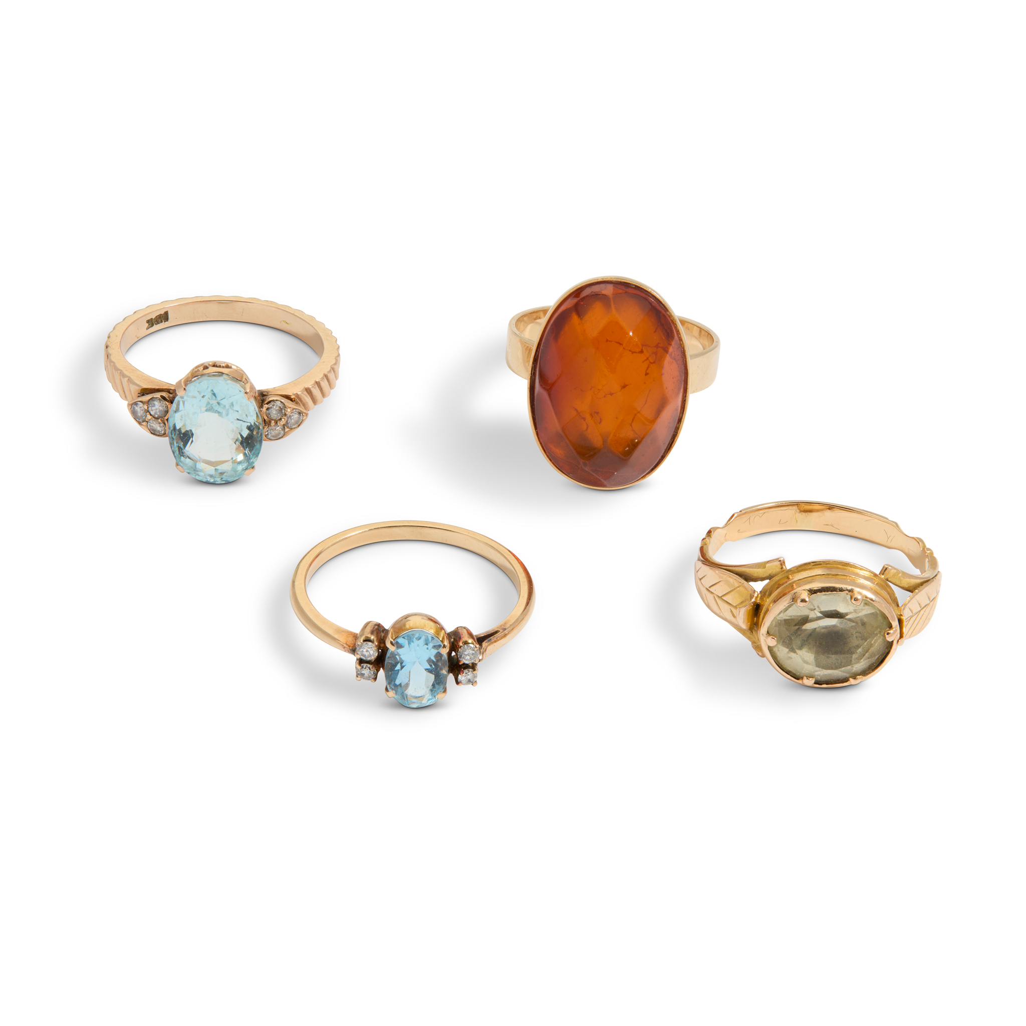 A collection of gem-set rings