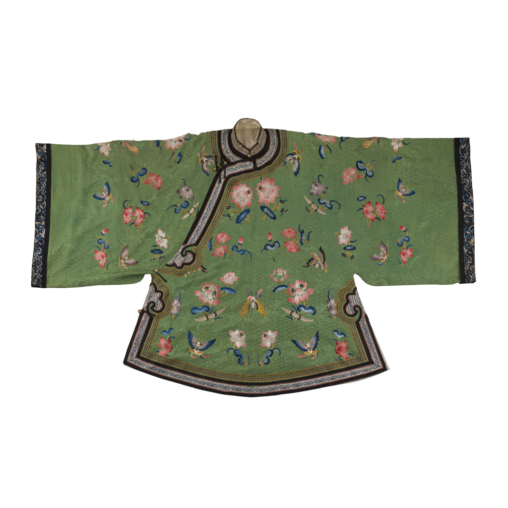 EMBROIDERED SILK GREEN-GROUND LADY'S INFORMAL ROBE