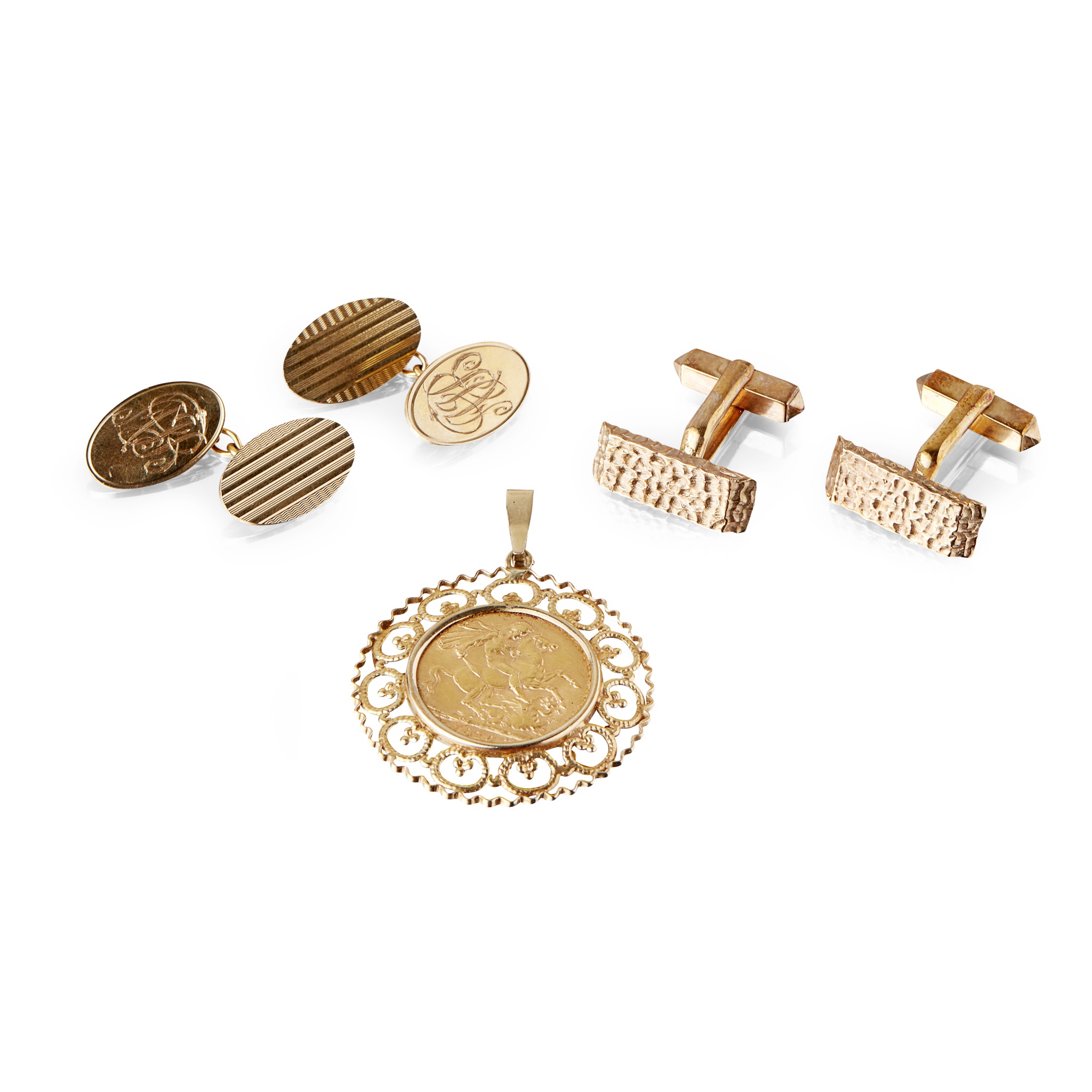 Two pairs of 9ct gold gentleman’s cufflinks