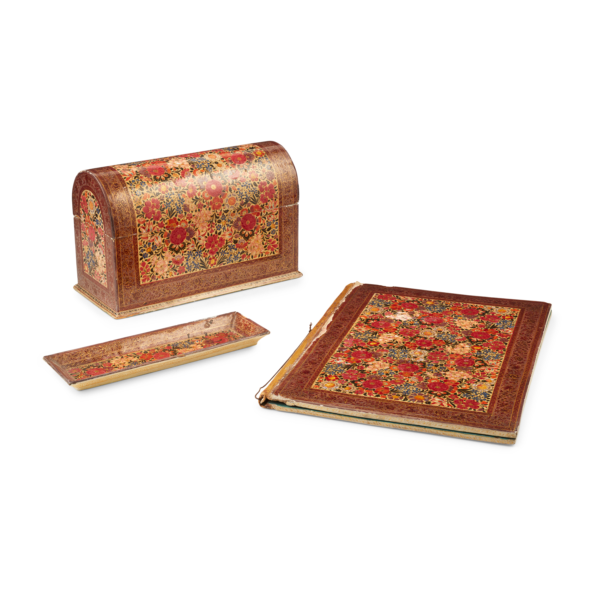 KASHMIRI LACQUERED PAPIER MÂCHÉ DESK SET