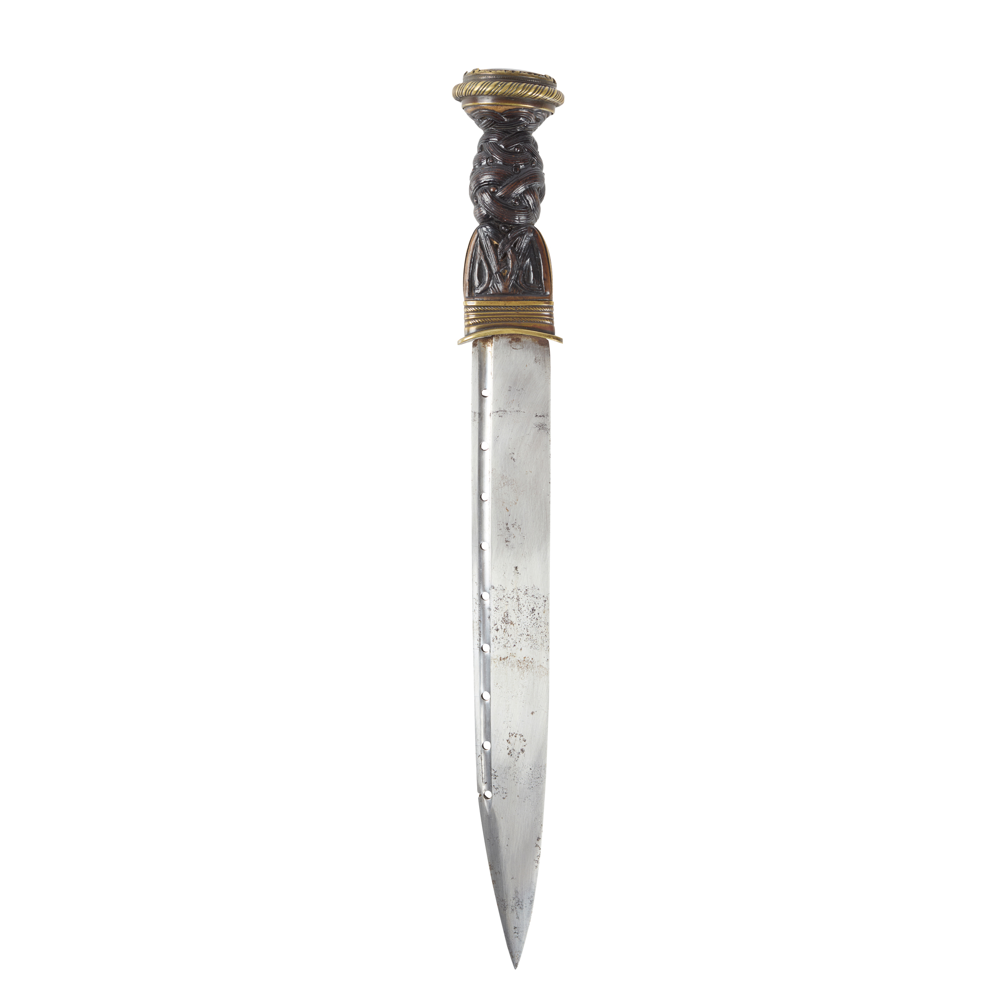 A LATE 18TH CENTURY SCOTTISH BRASS-MOUNTED HIGHLAND DIRK