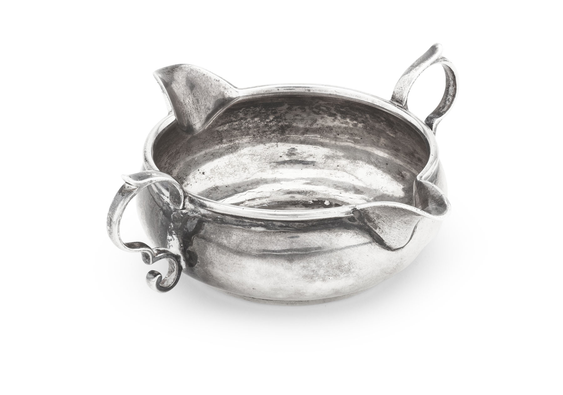 An usual George II double lipped wine / spirit taster