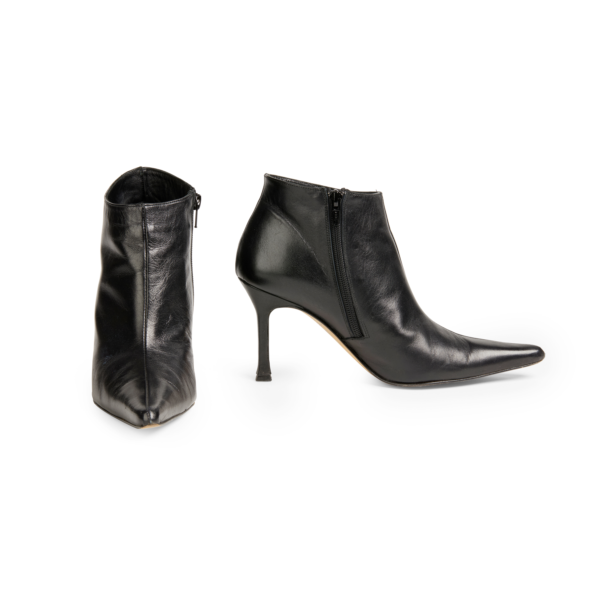 Jimmy Choo: A Pair of Black Leather Ankle Boots