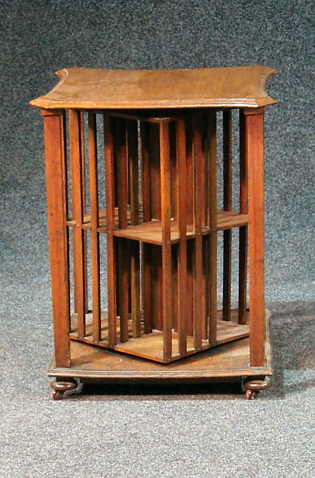 An oak revolving bookcase,