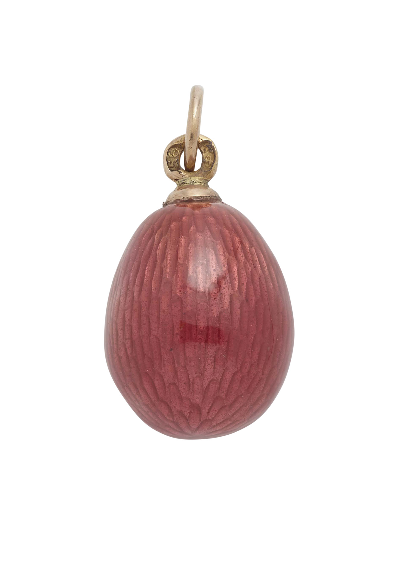 A Russian gold and enamel egg pendant