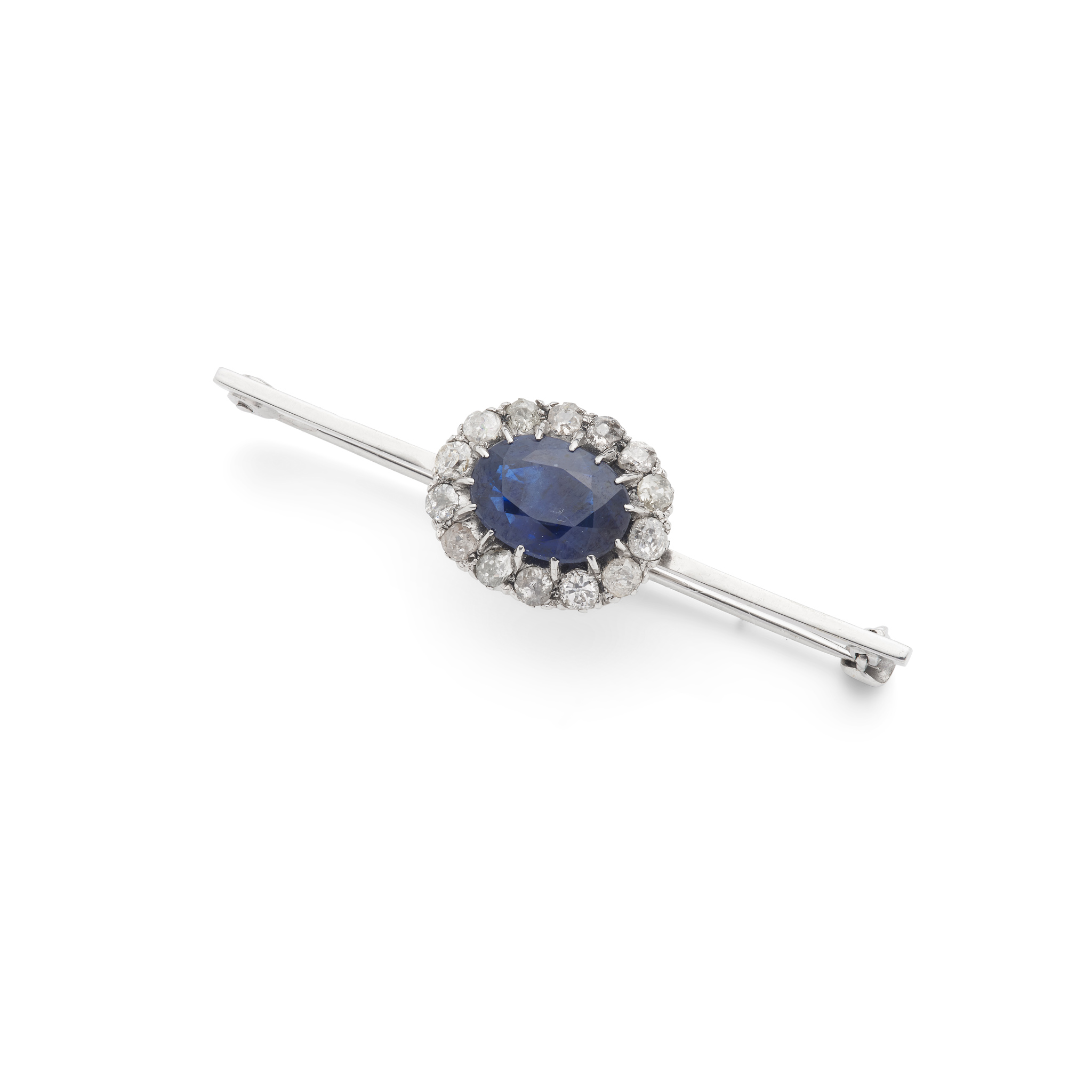 A sapphire and diamond bar brooch