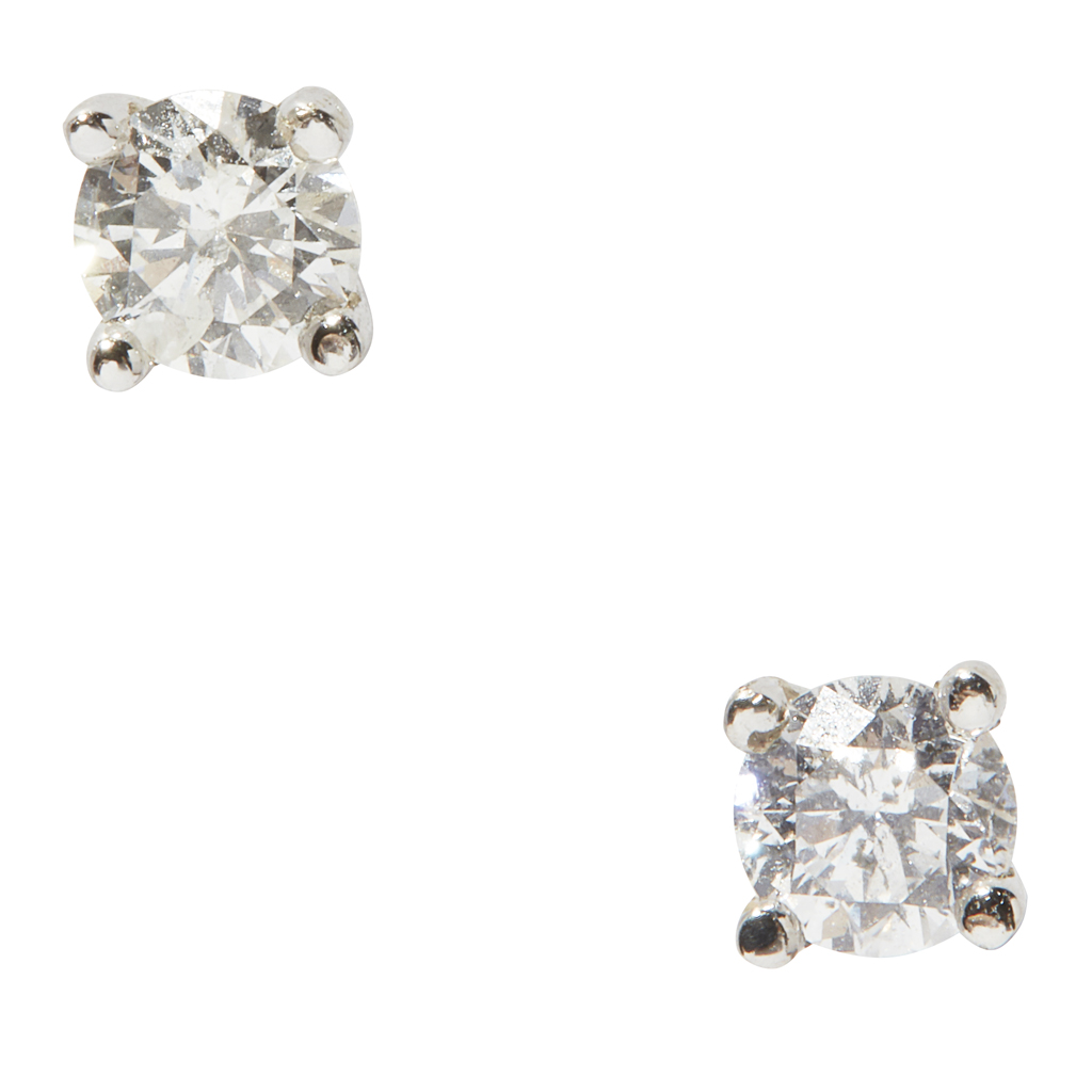 A pair of diamond set stud earrings
