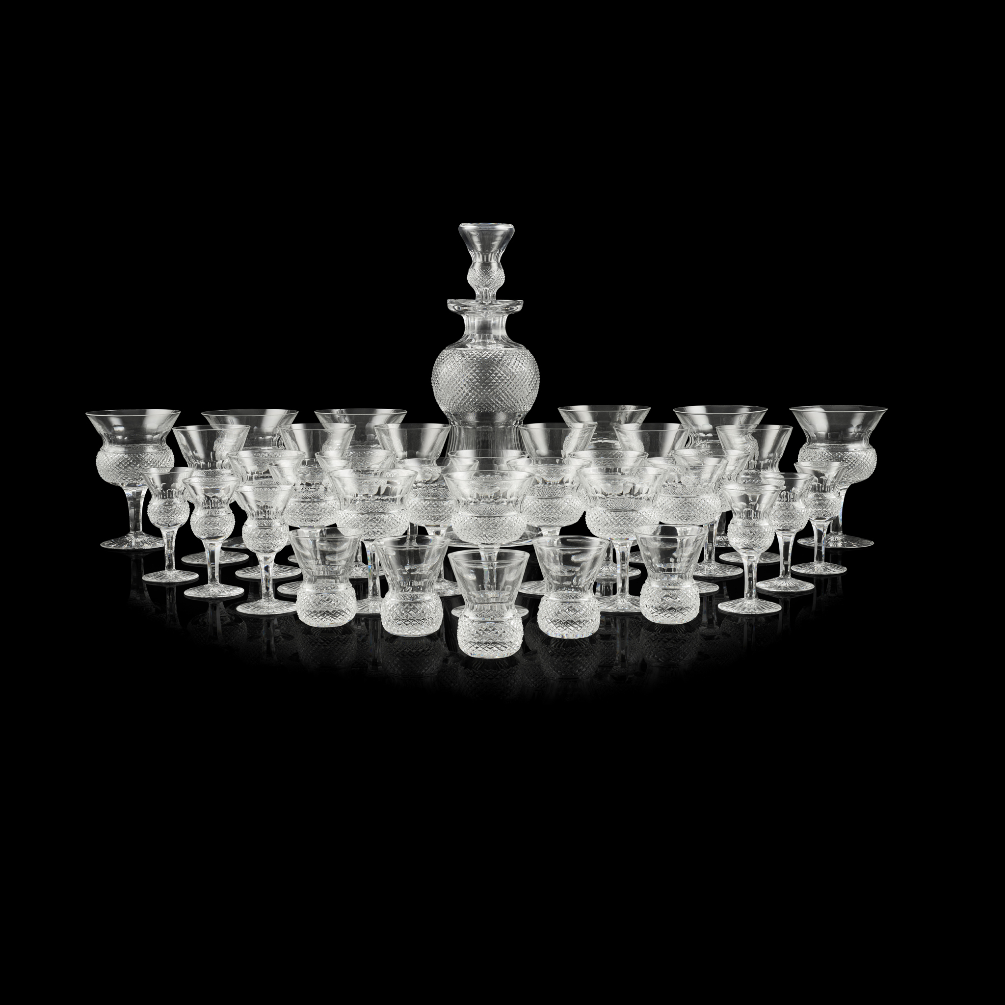 SUITE OF EDINBURGH CRYSTAL THISTLE GLASS