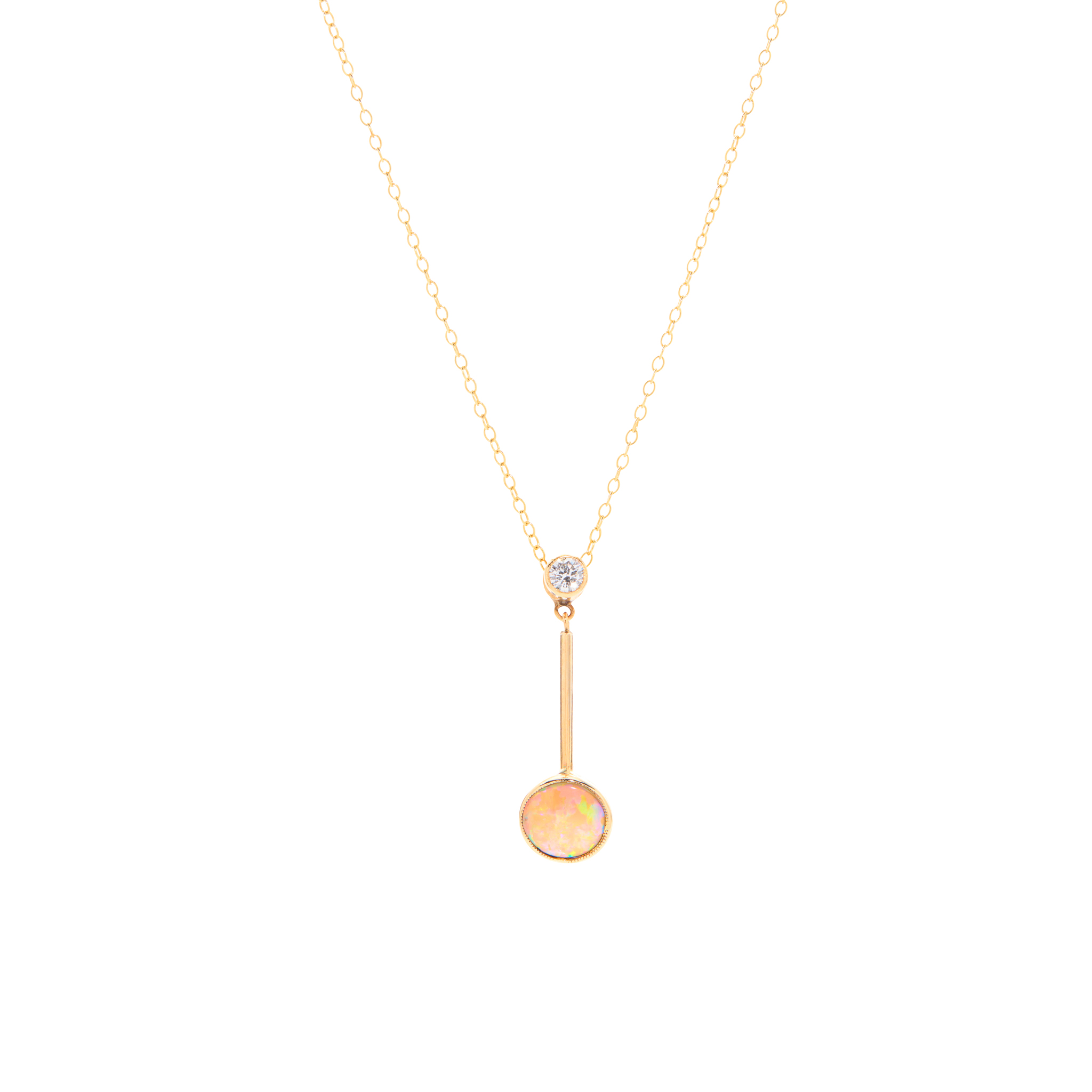 An opal and diamond pendant
