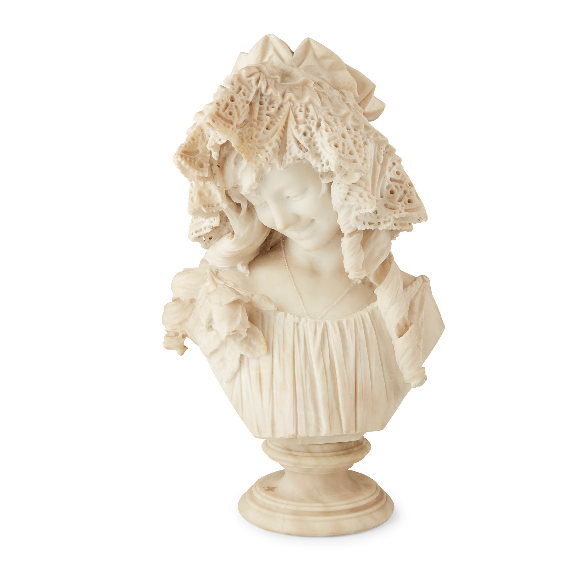 STUDIO OF ANTONIO FRILLI (ITALIAN FL.1880 - 1910), CARVED ALABASTER BUST