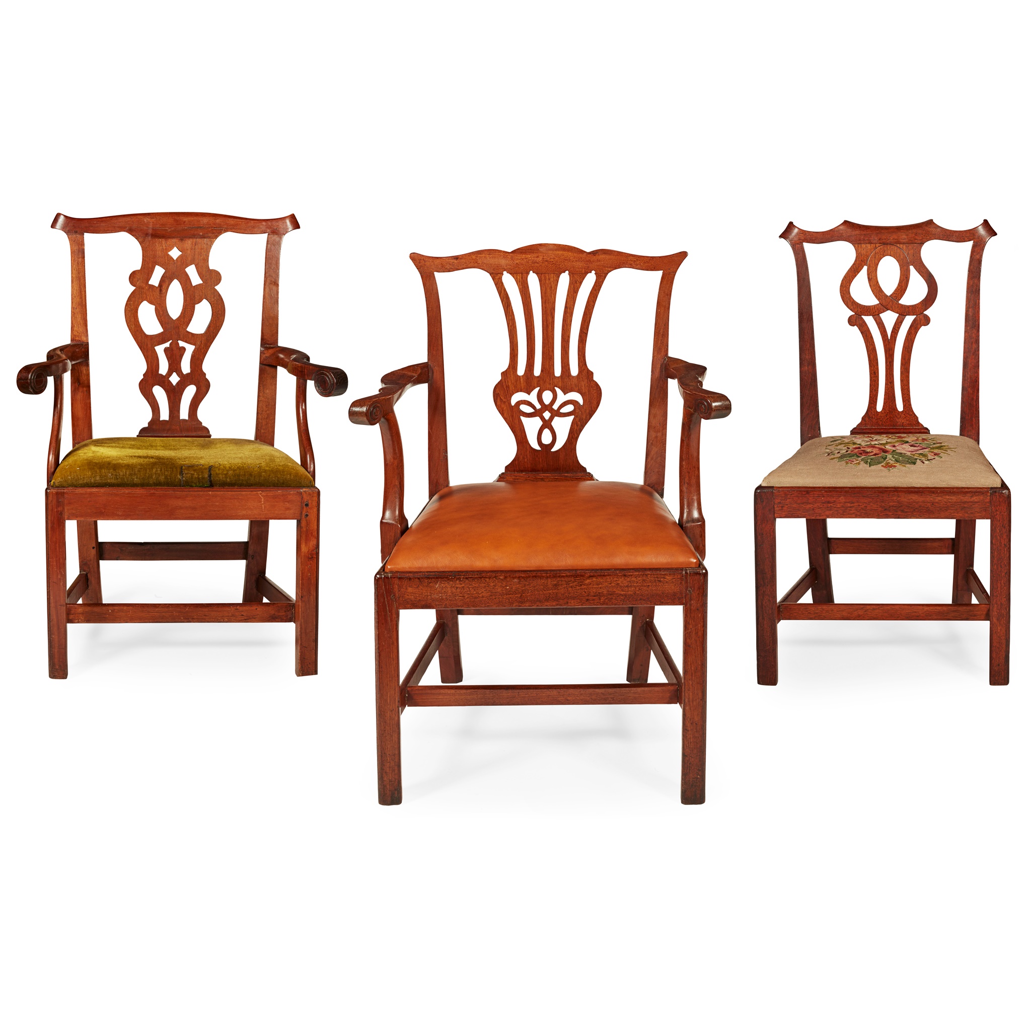 THREE GEORGIAN MAHOGANY CHAIRS