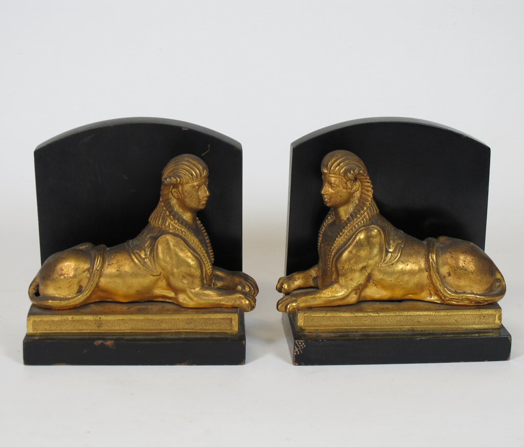 PAIR OF FRENCH BRONZE FIGURES OF SPHINXES