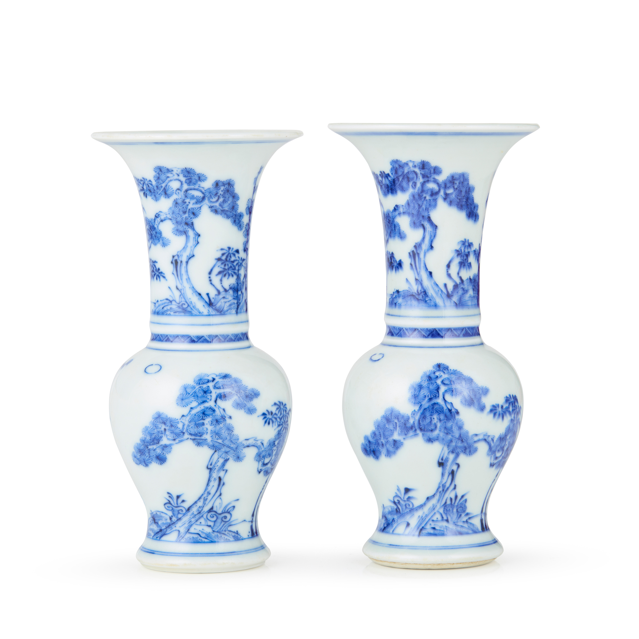 NEAR PAIR OF CHINESE BLUE AND WHITE YEN YEN VASES