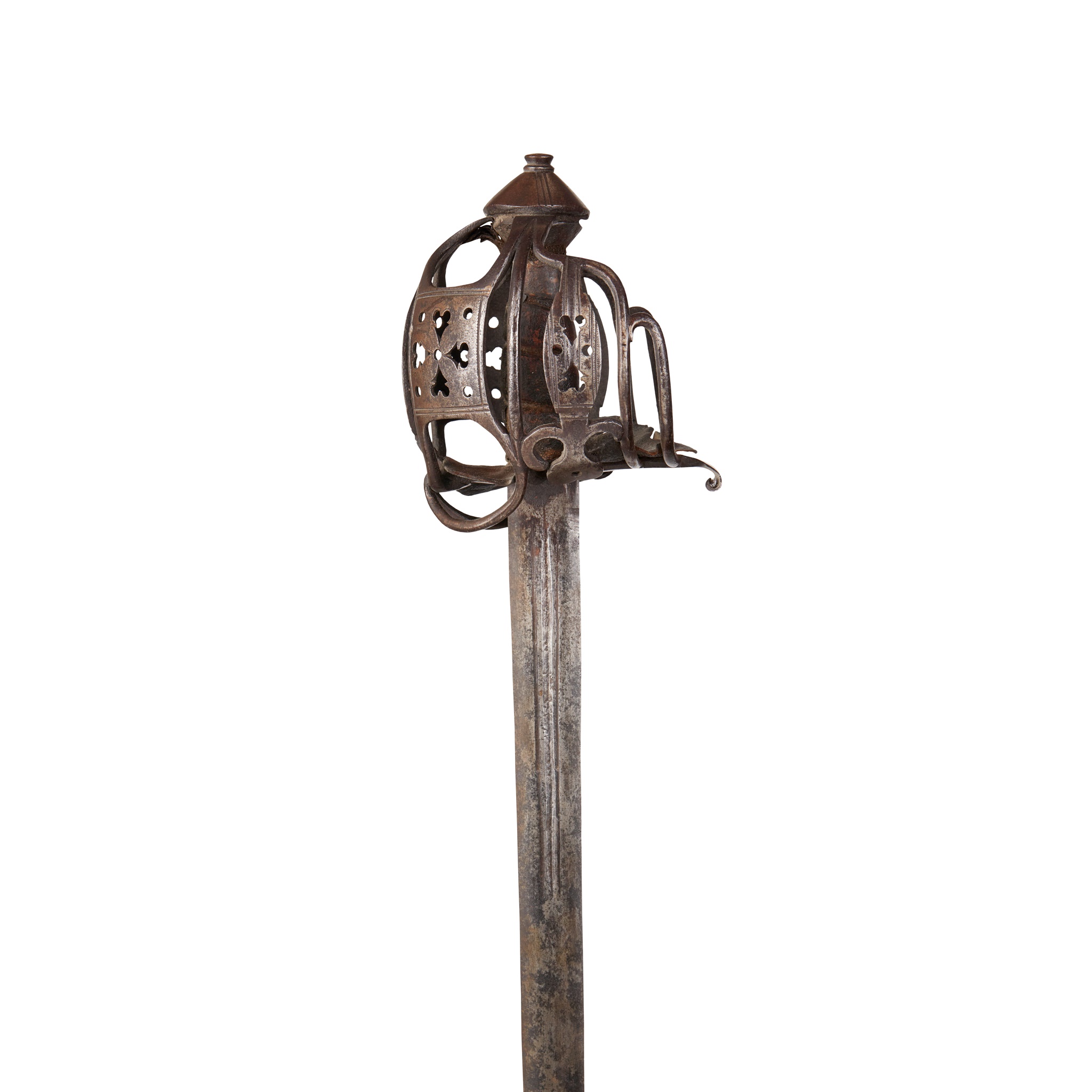 A MID-18TH CENTURY BASKET HILTED BROAD SWORD