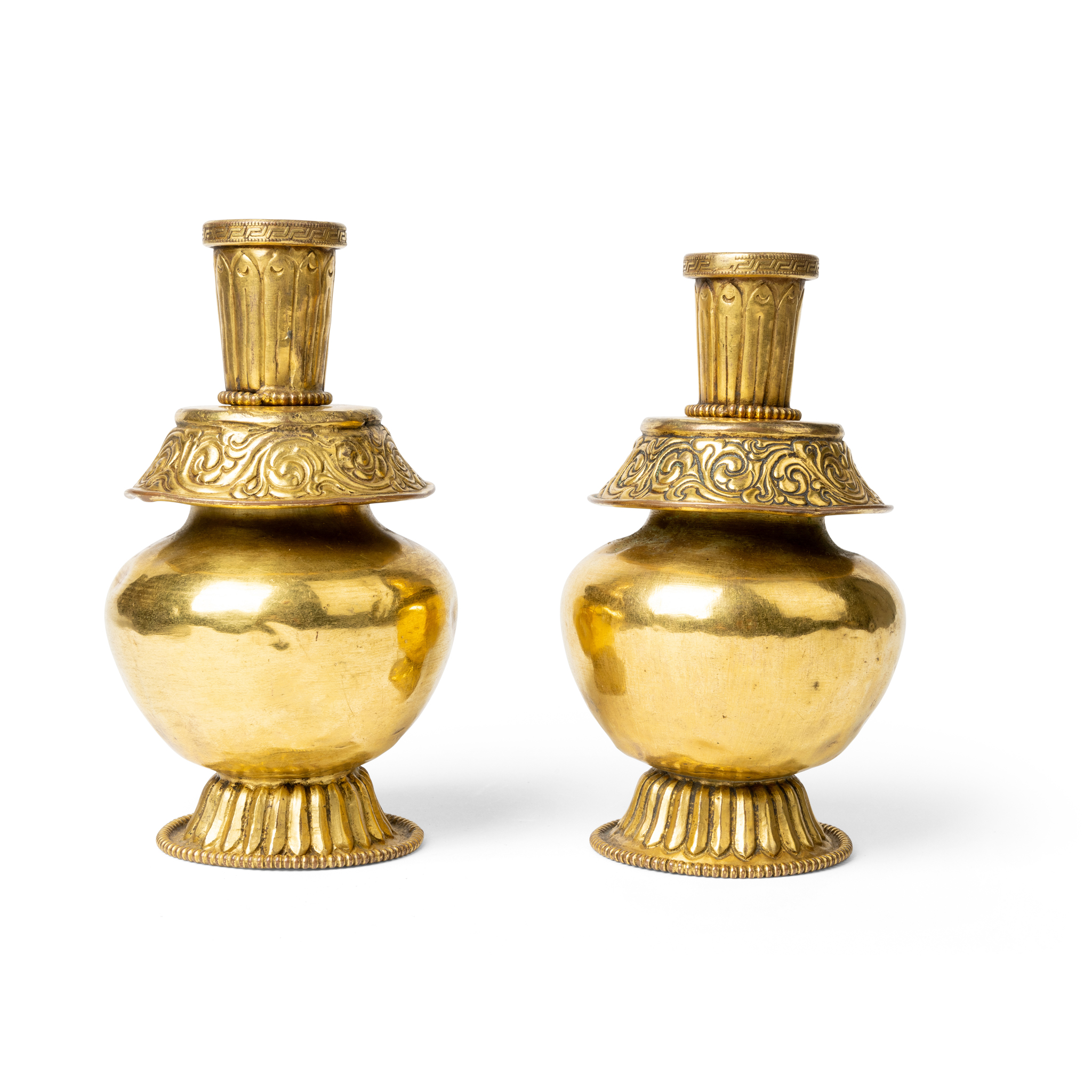 PAIR OF TIBETAN BRONZE RUTIAL VASES