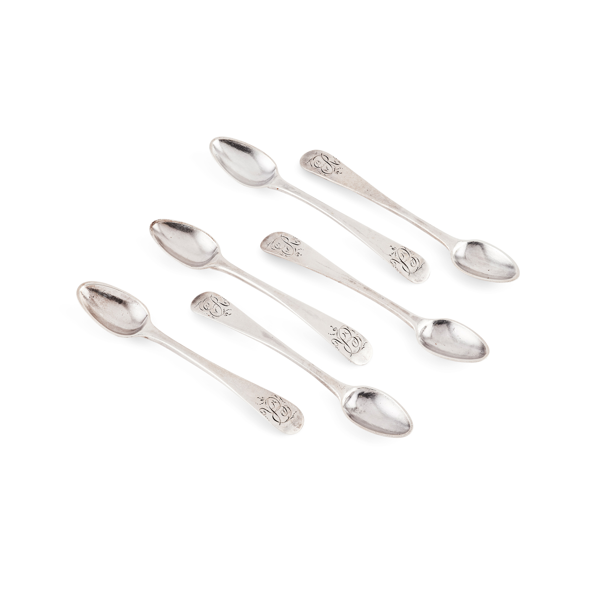 A SET OF SIX MINIATURE SERVING SPOONS