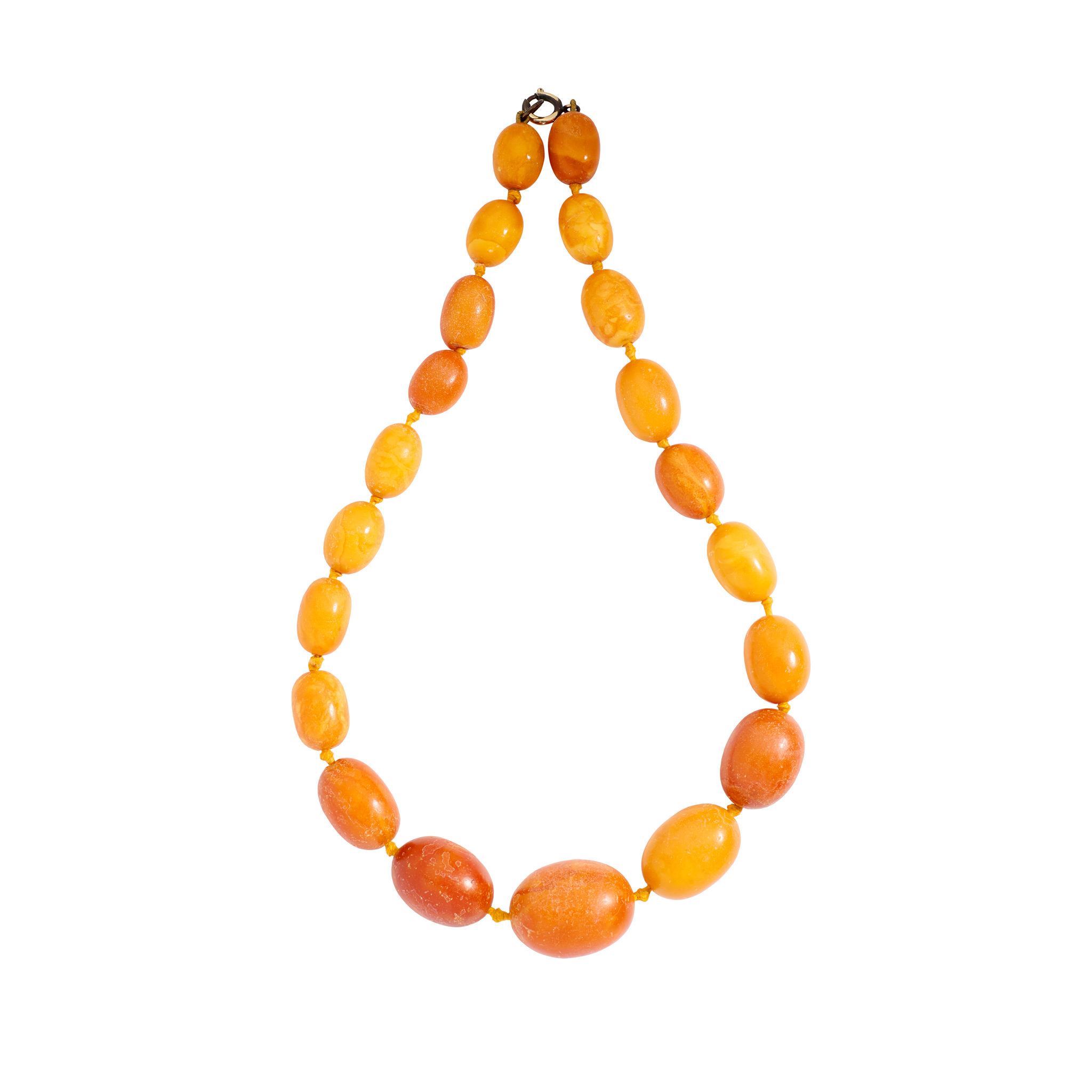 An amber bead necklace