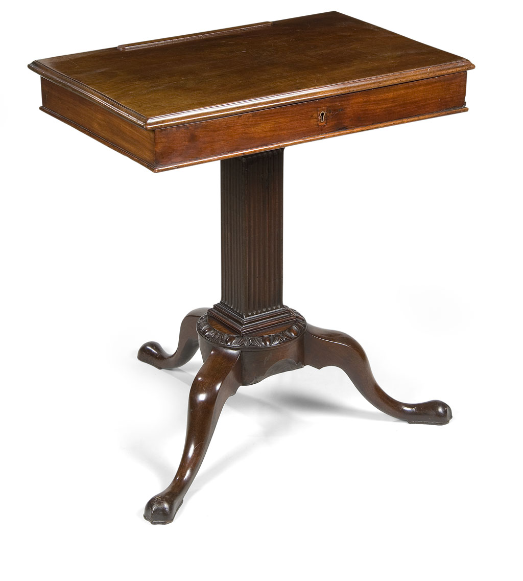 A George III mahogany reading table, 18th century with alterations
