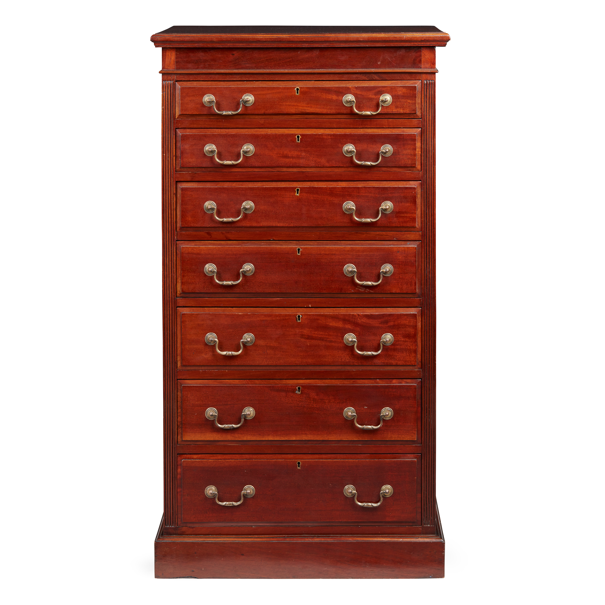 MAHOGANY TALL CHEST OF DRAWERS, BY MAPLE & CO.