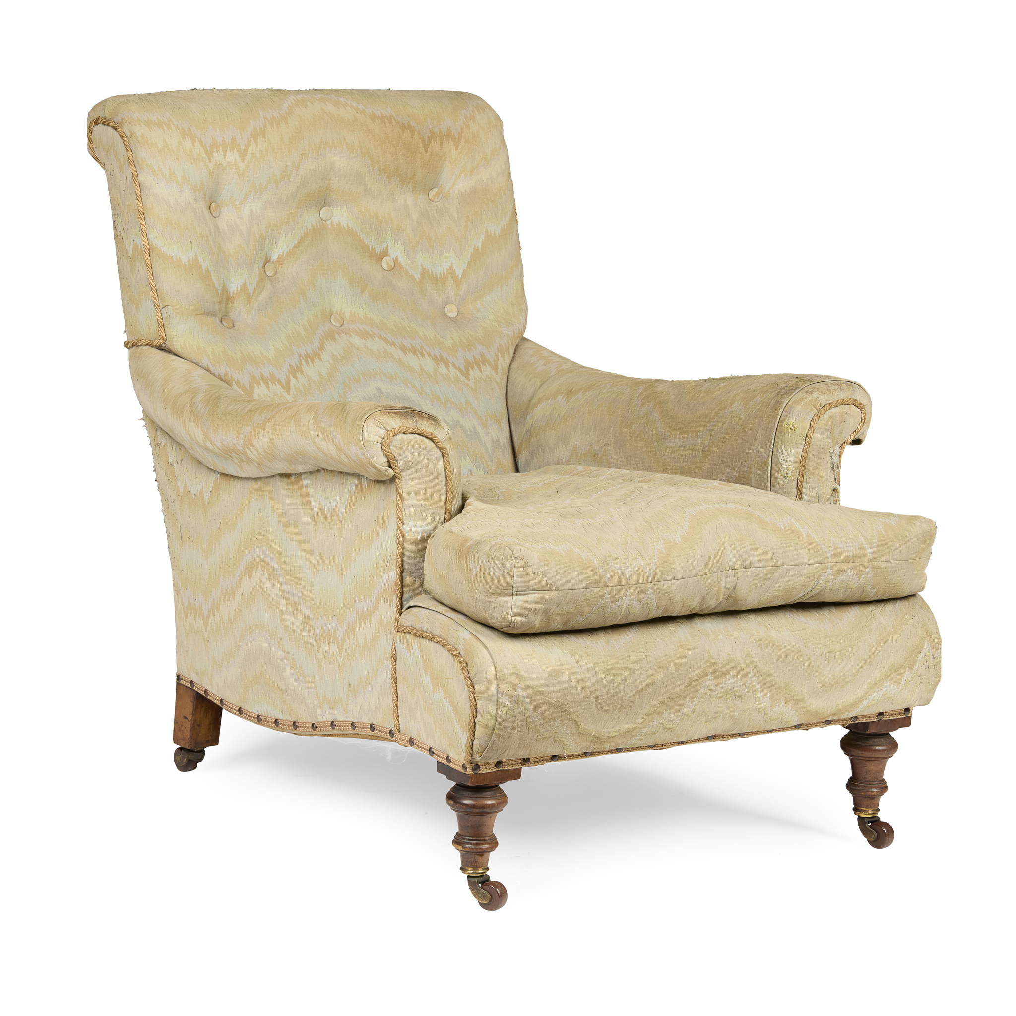 VICTORIAN UPHOLSTERED EASY ARMCHAIR
