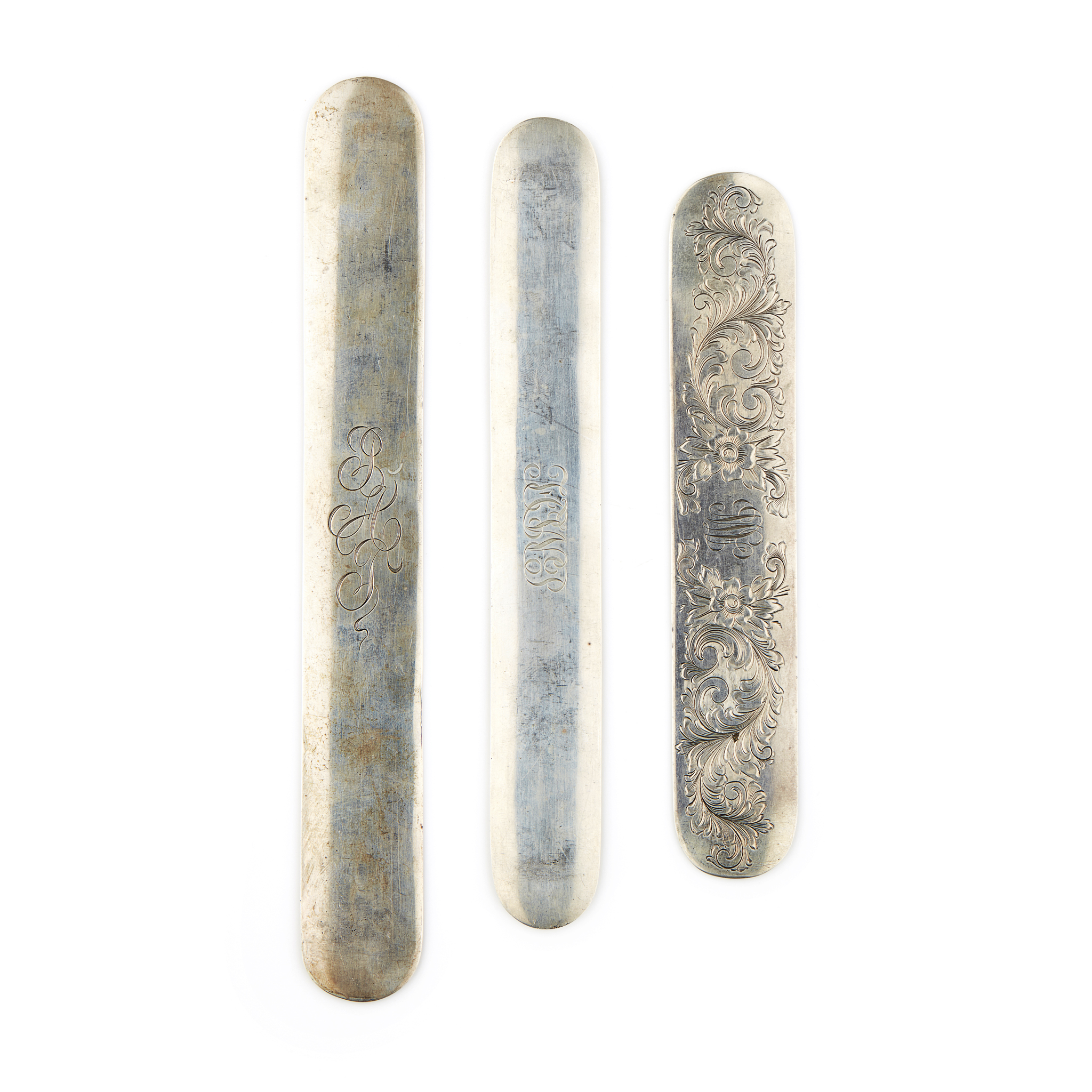 An interesting group of American silver and other paper knives