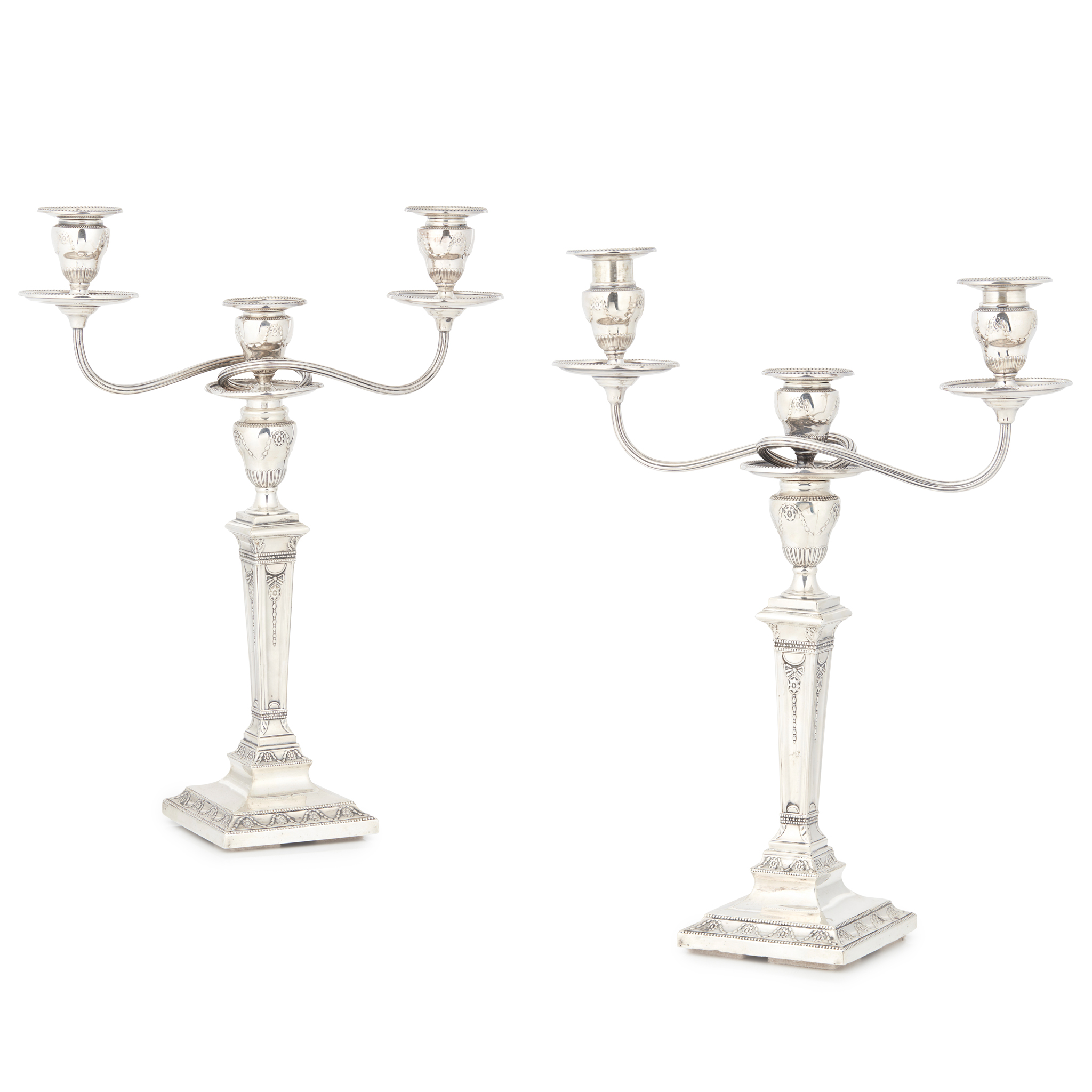 A pair of William IV three-light candelabra