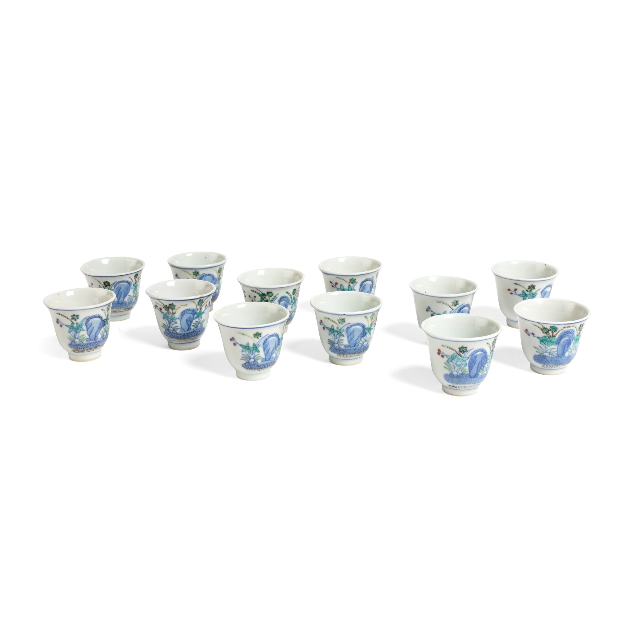 GROUP OF TWELVE DOUCAI CUPS