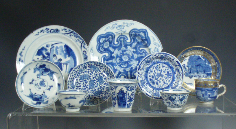 An assorted collection of Chinese 18th century and later blue painted china