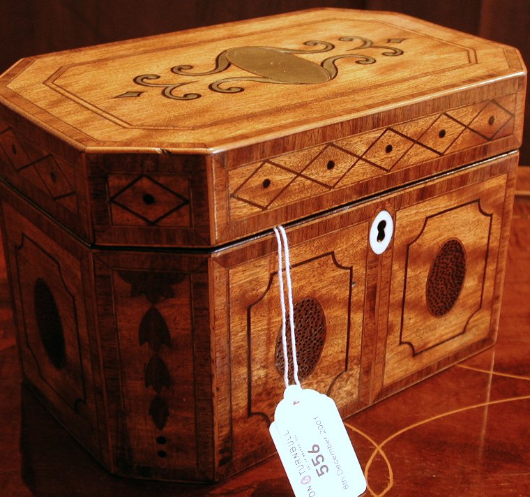 A Regency satin mahogany tea caddy