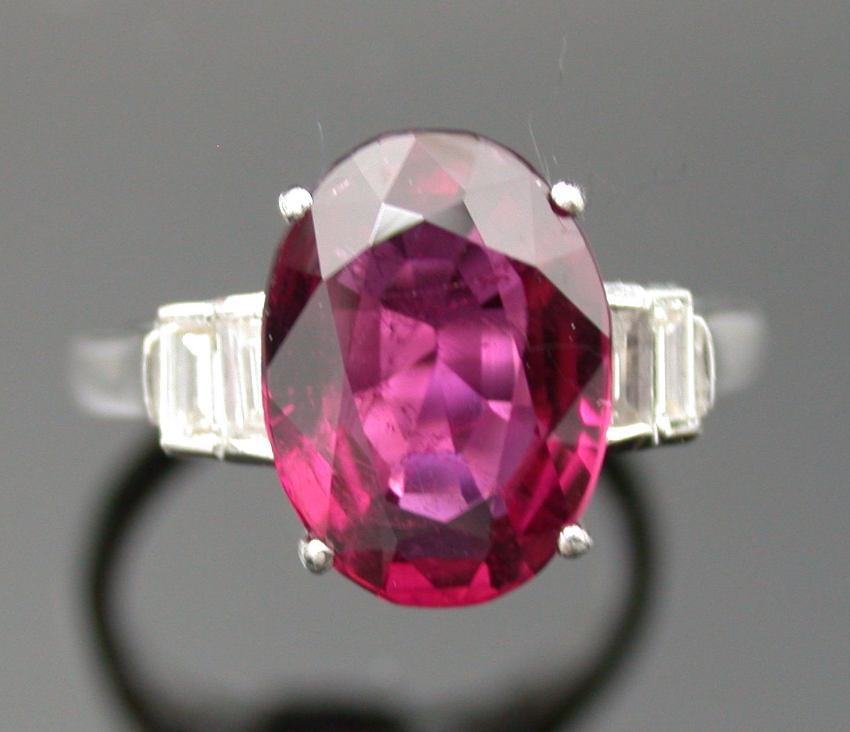 A pink tourmaline and diamond ring,
