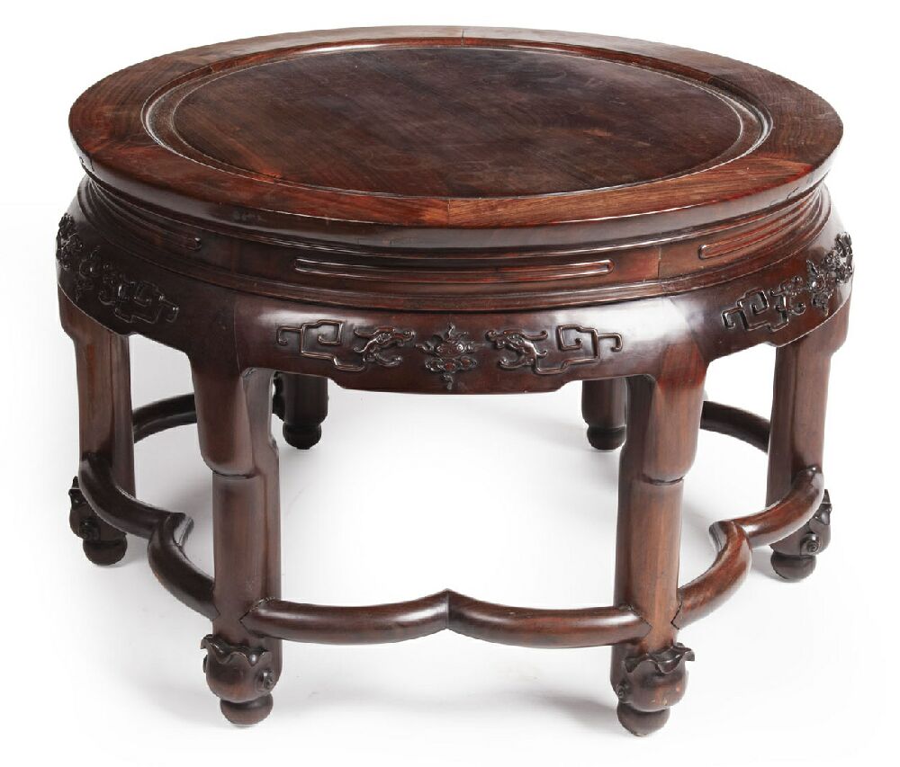 CHINESE ROSEWOOD CIRCULAR LOW TABLE