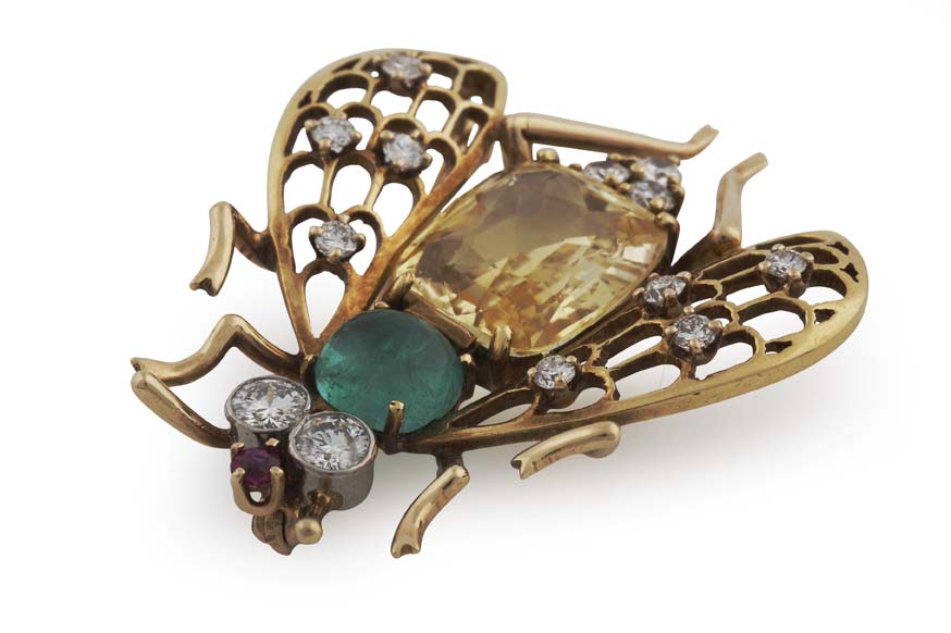 VAN CLEEF & ARPELS - a mid-20th century multi-gem set brooch