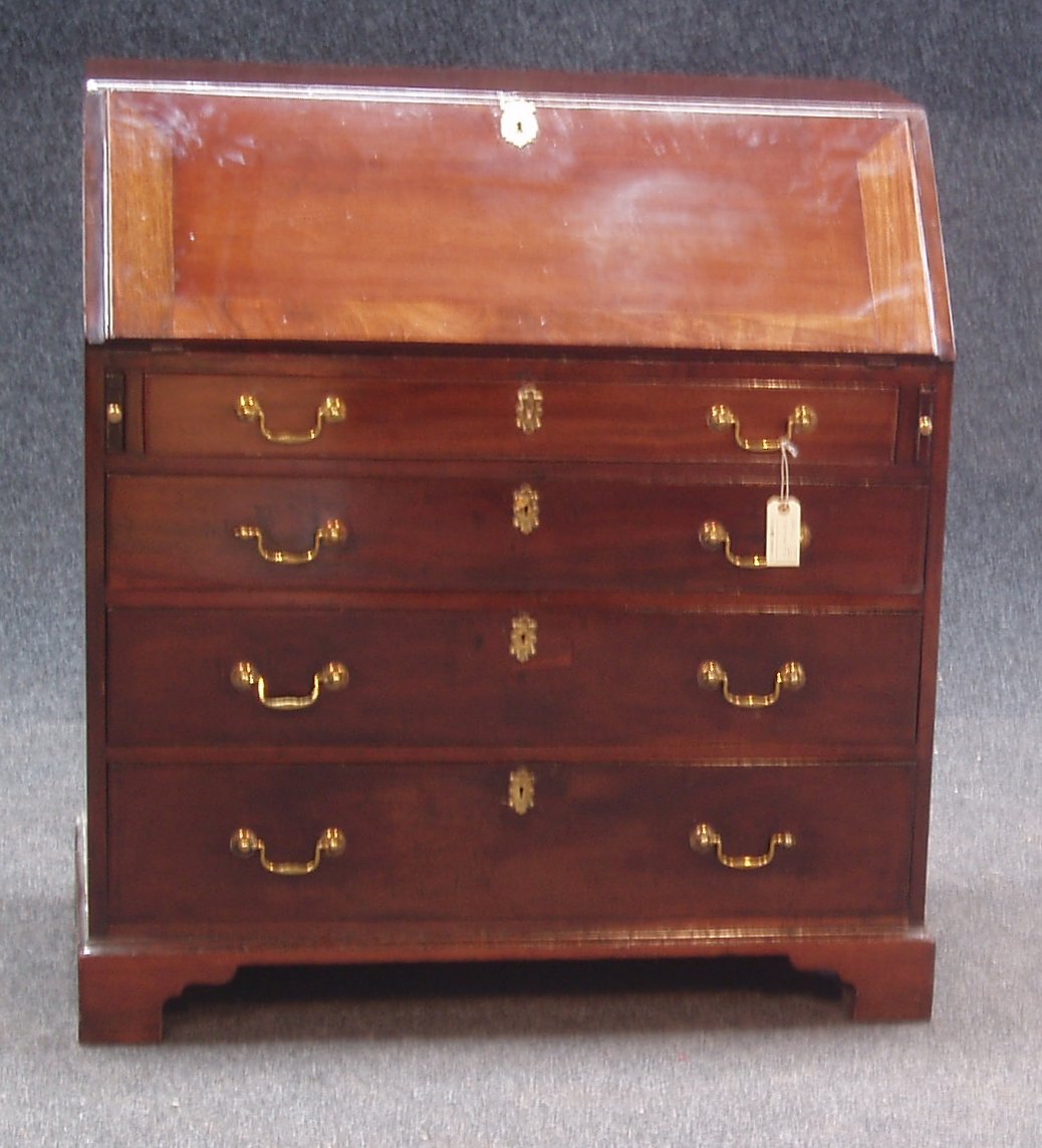 A George III style mahogany bureau,