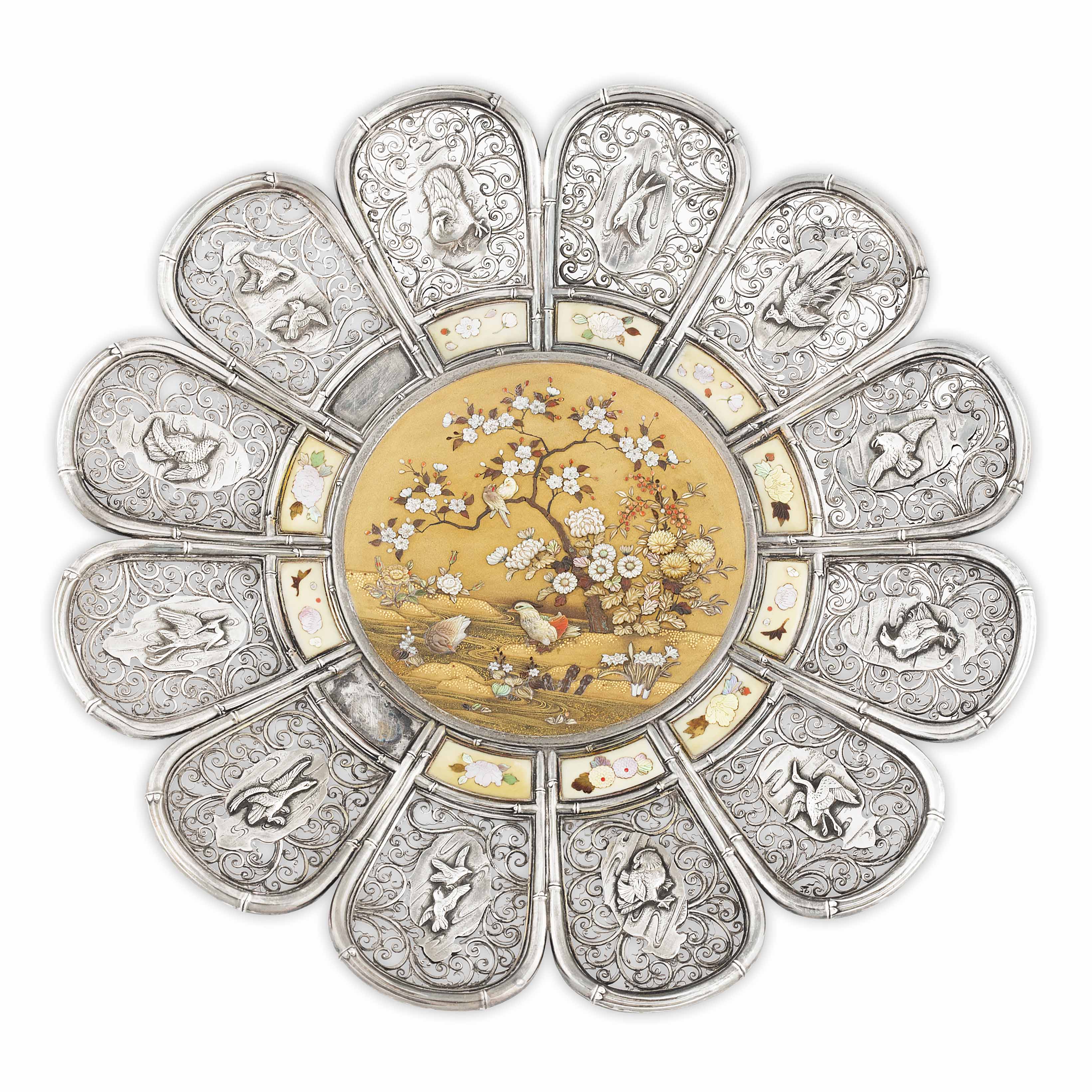 JAPANESE FLORIFORM SHIBAYAMA DECORATED DISH