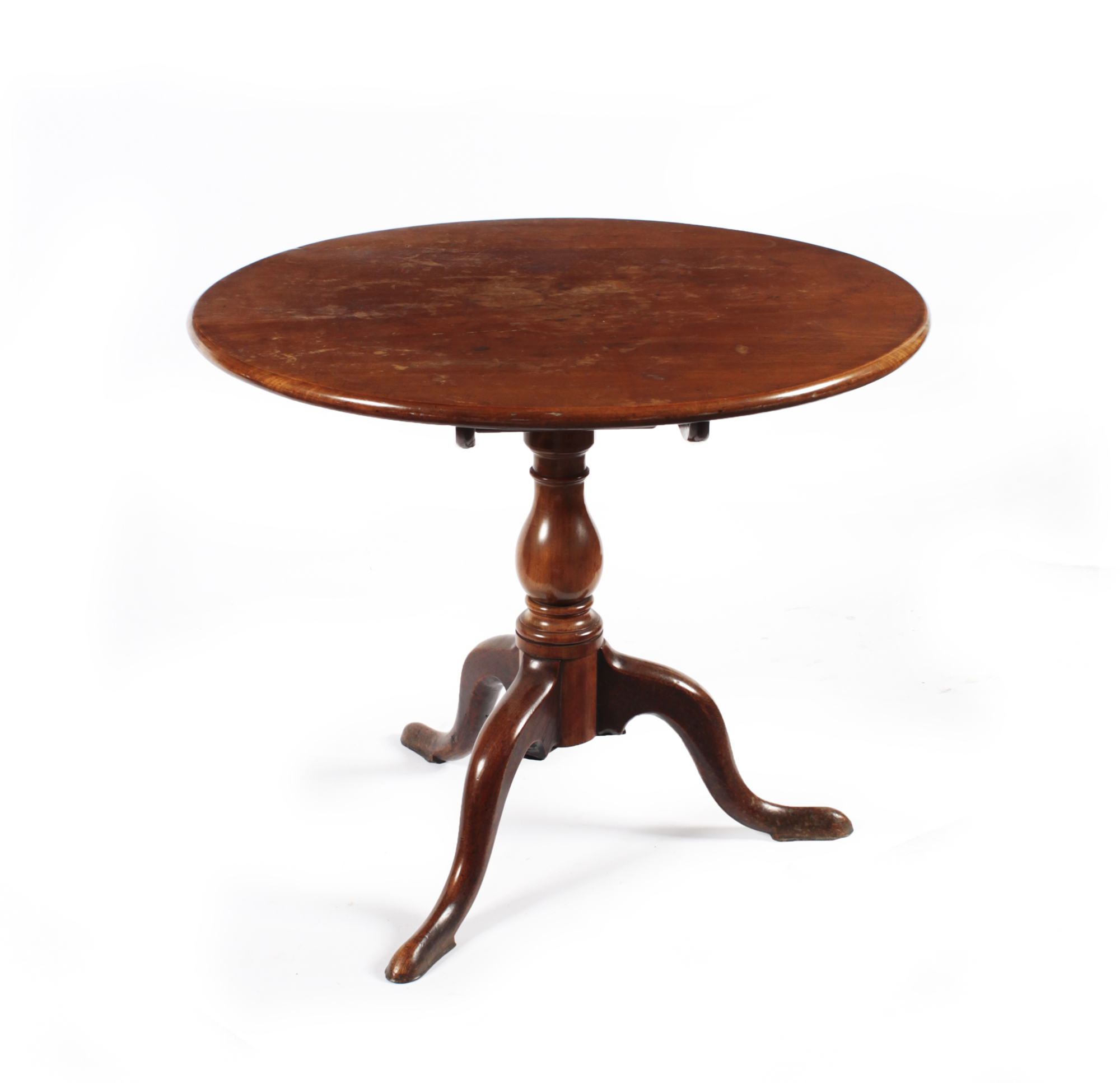 MAHOGANY CIRCULAR BIRD CAGE ACTION TILT TOP TRIPOD TABLE