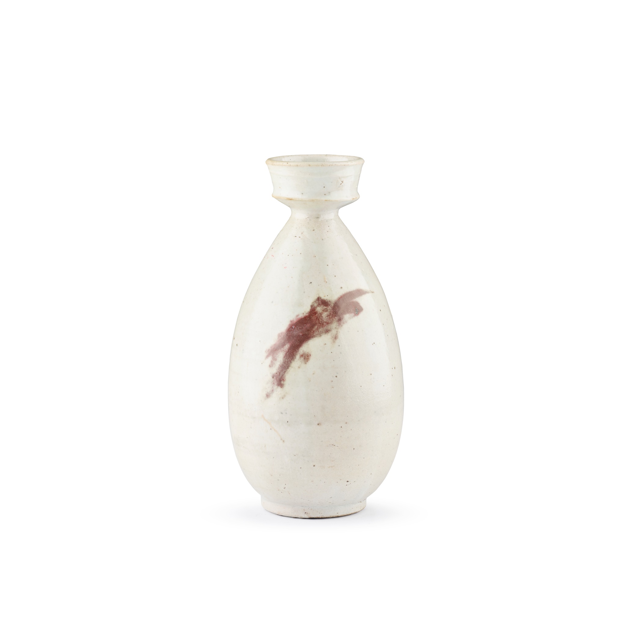 WHITE-GLAZED COPPER-RED-DECORATED BOTTLE VASE