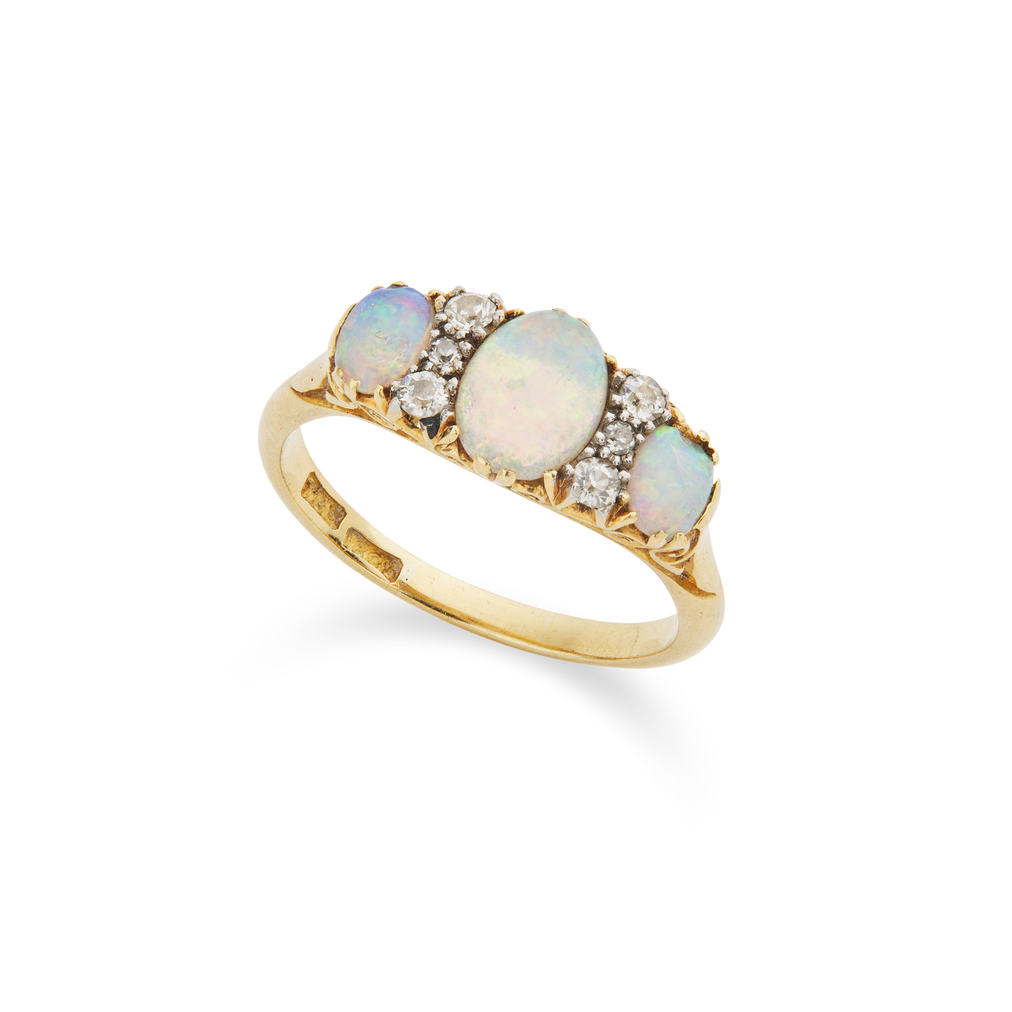 An opal and diamond ring