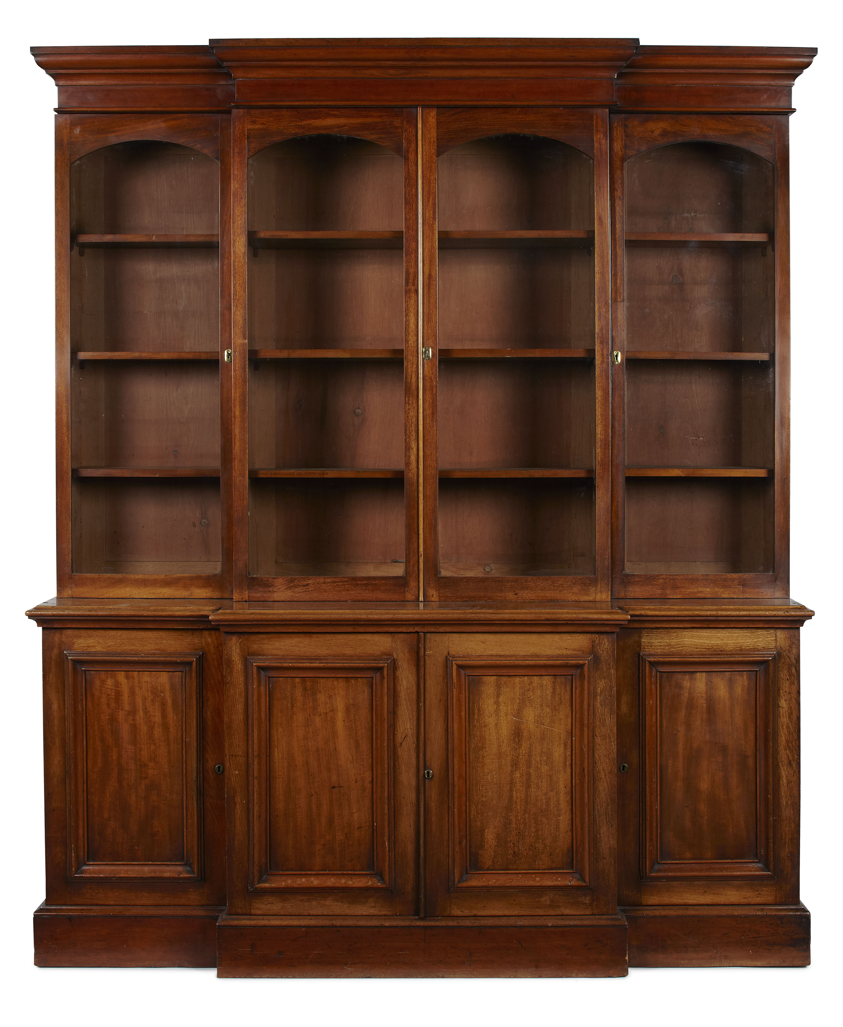 VICTORIAN MAHOGANY BREAKFRONT BOOKCASE