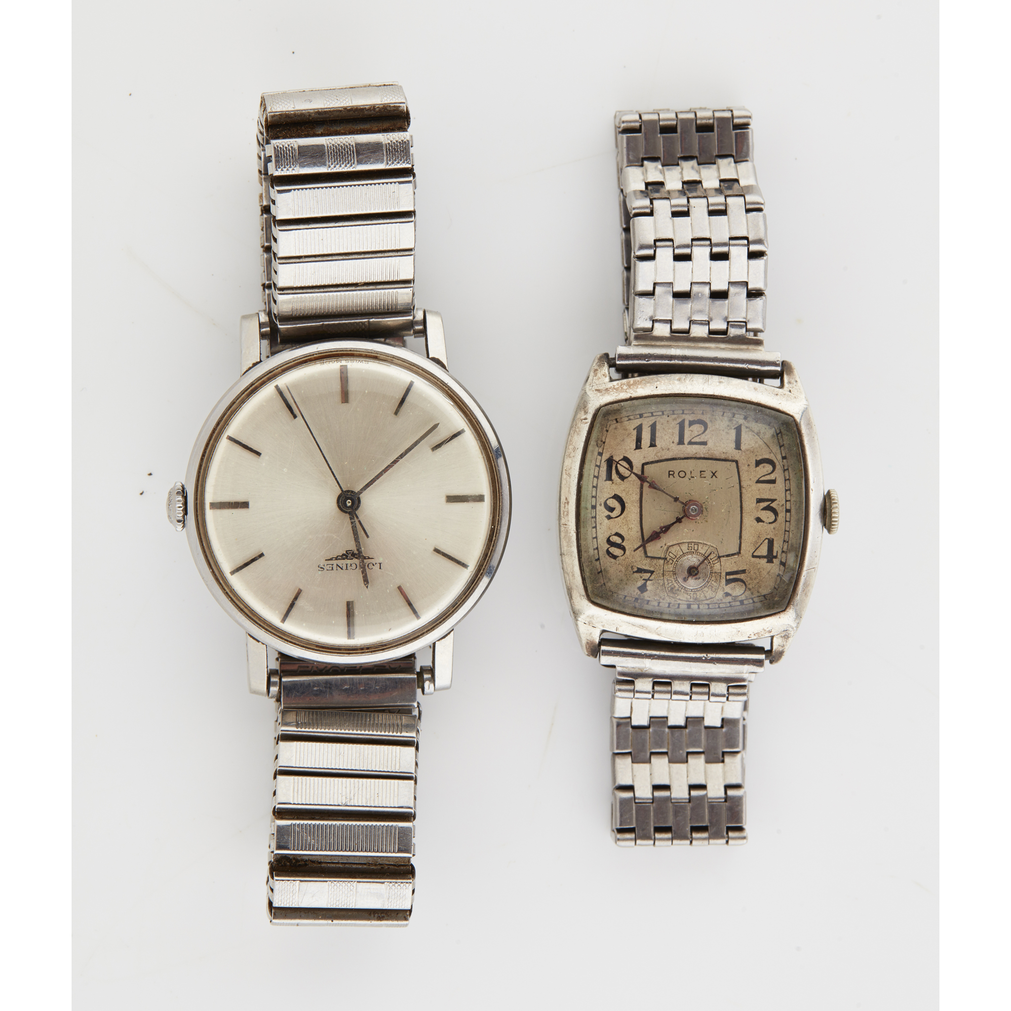 ROLEX - A gentleman's mid-20th century silver cased wrist watch