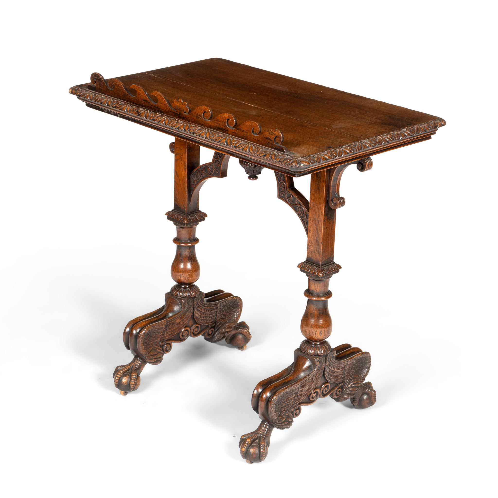 A VICTORIAN OAK LIBRARY TABLE