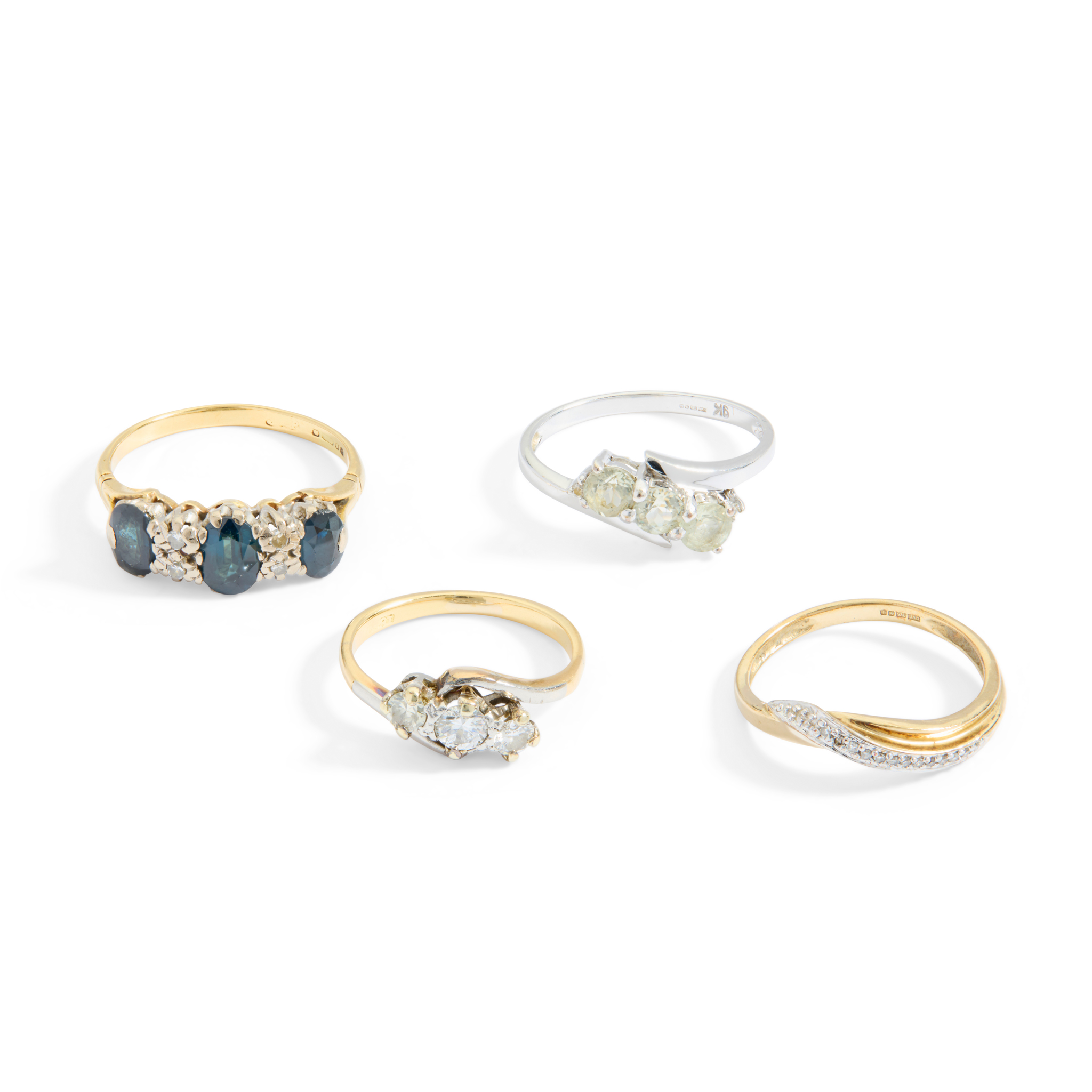 A collection of diamond dress rings