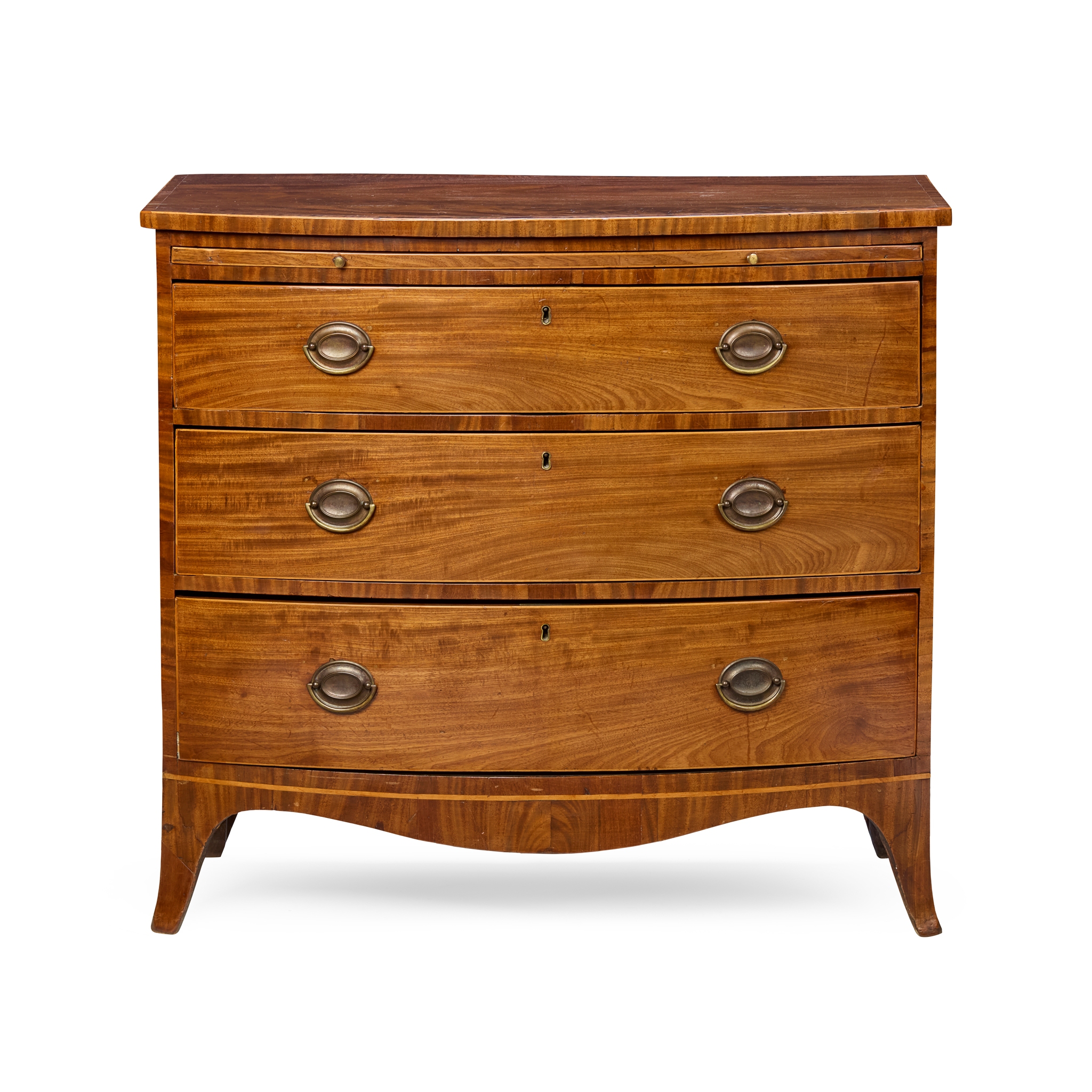 LATE GEORGE III MAHOGANY BOWFRONT CHEST OF DRAWERS