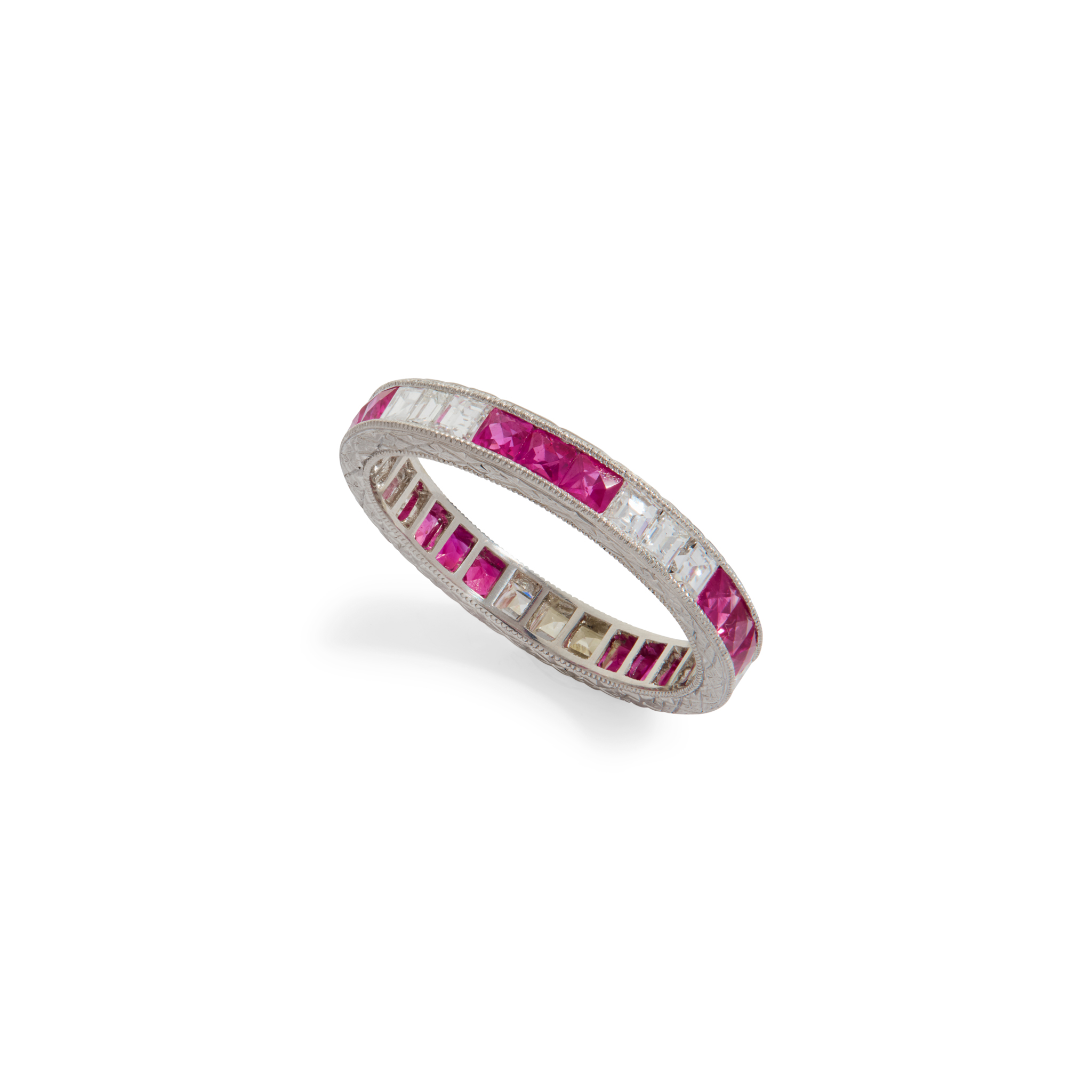 A ruby and diamond eternity ring